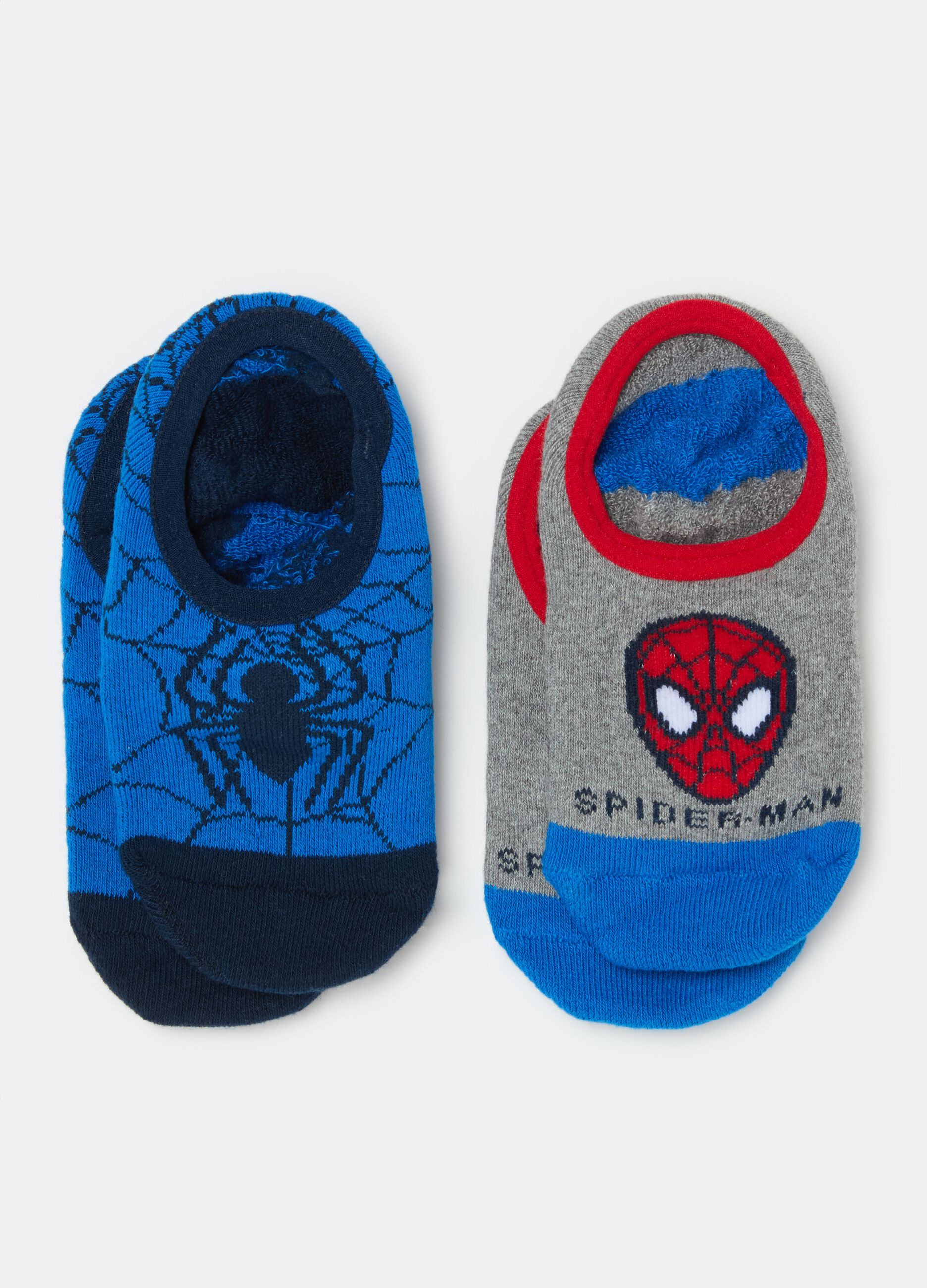 Two-pair pack slipper socks with Spider-Man design