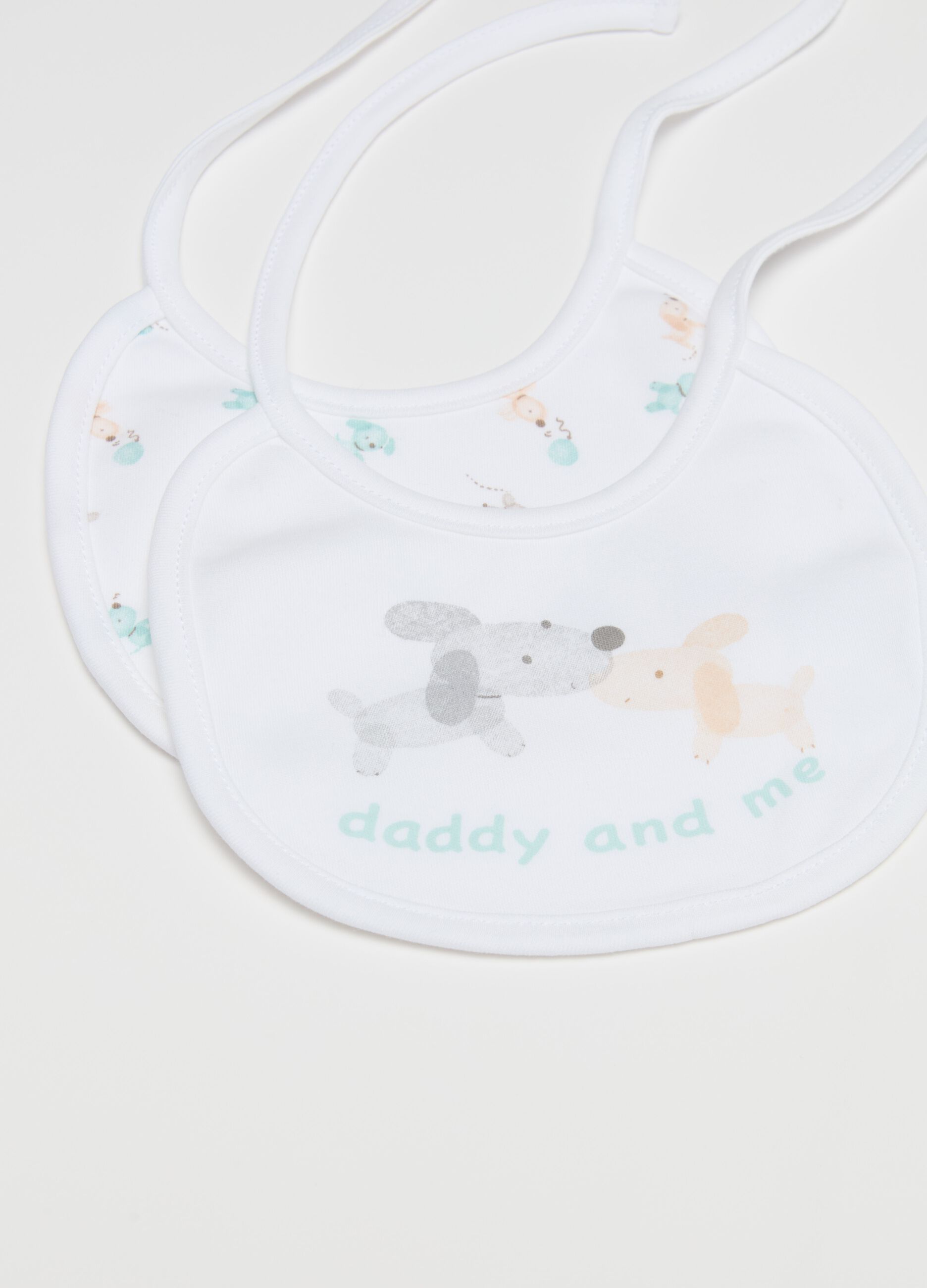 Two-pack bibs with puppies print