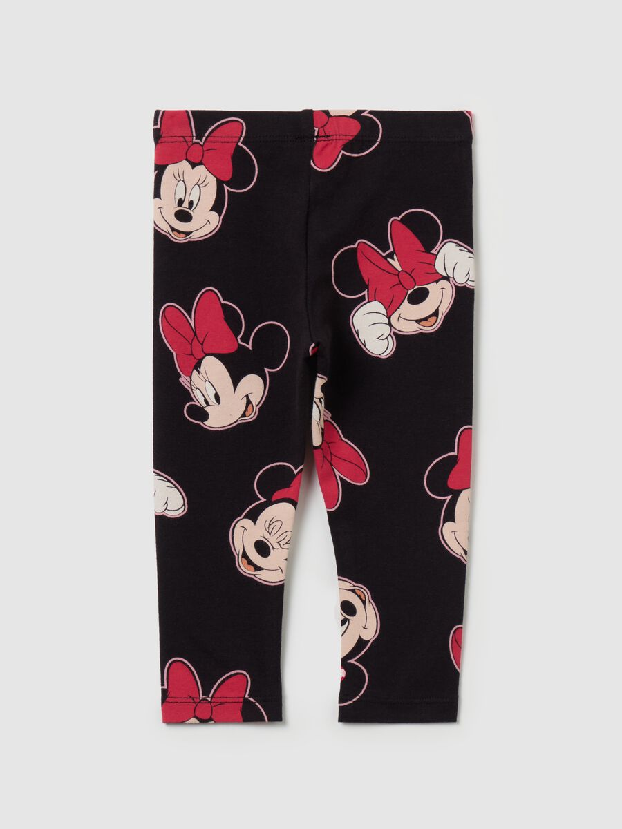 Stretch cotton leggings with Minnie Mouse print_1