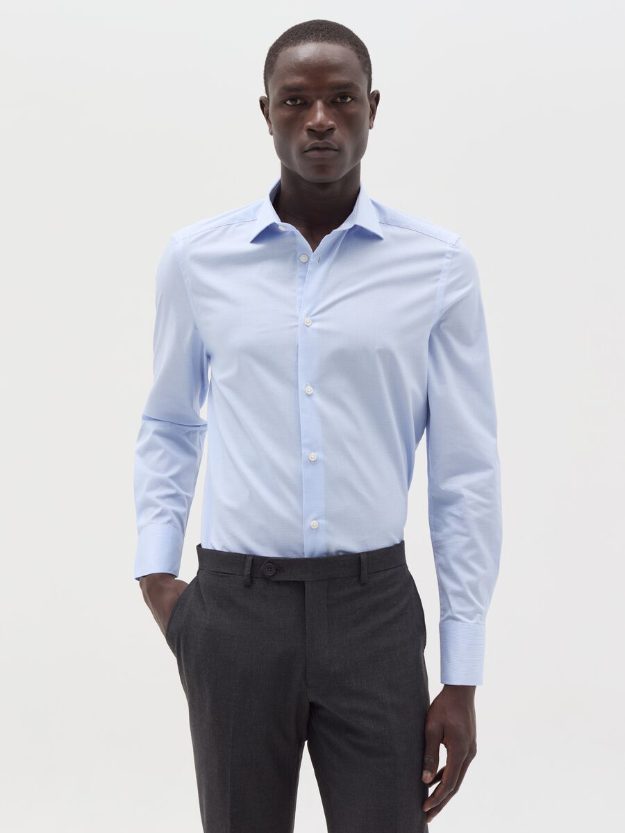 Slim-fit shirt with micro waffle weave_0