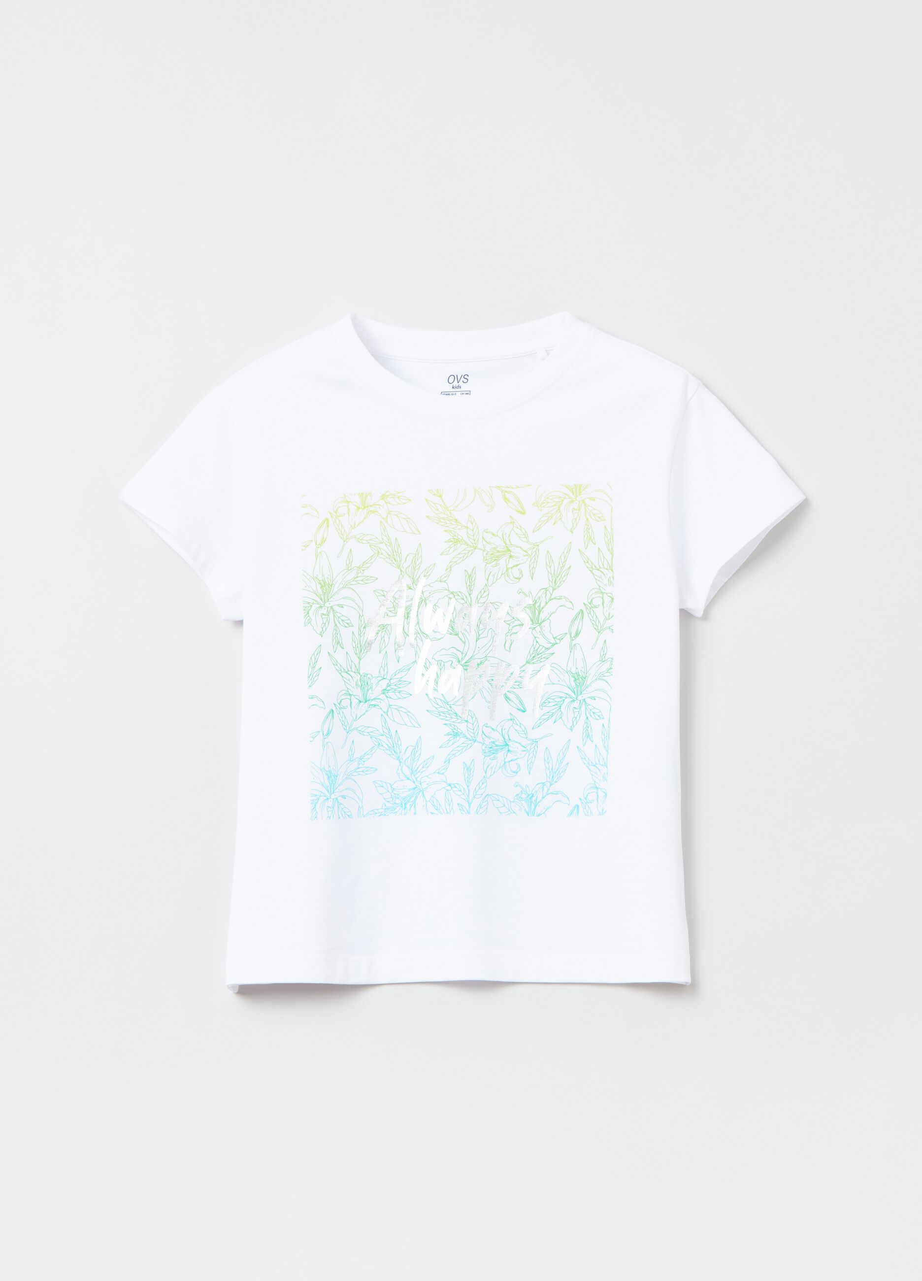 Cotton T-shirt with foil print