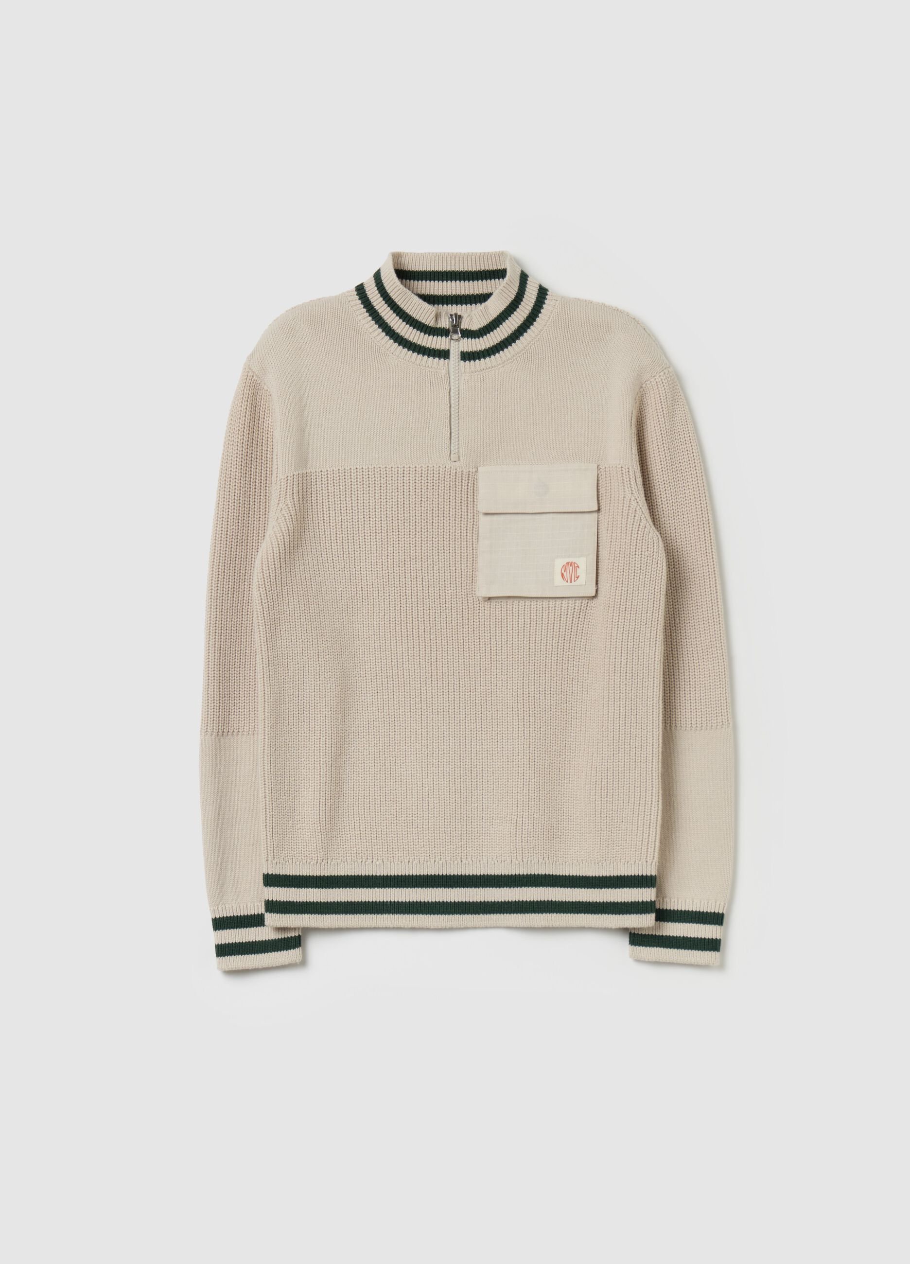 Pullover half-zip a coste inglesi