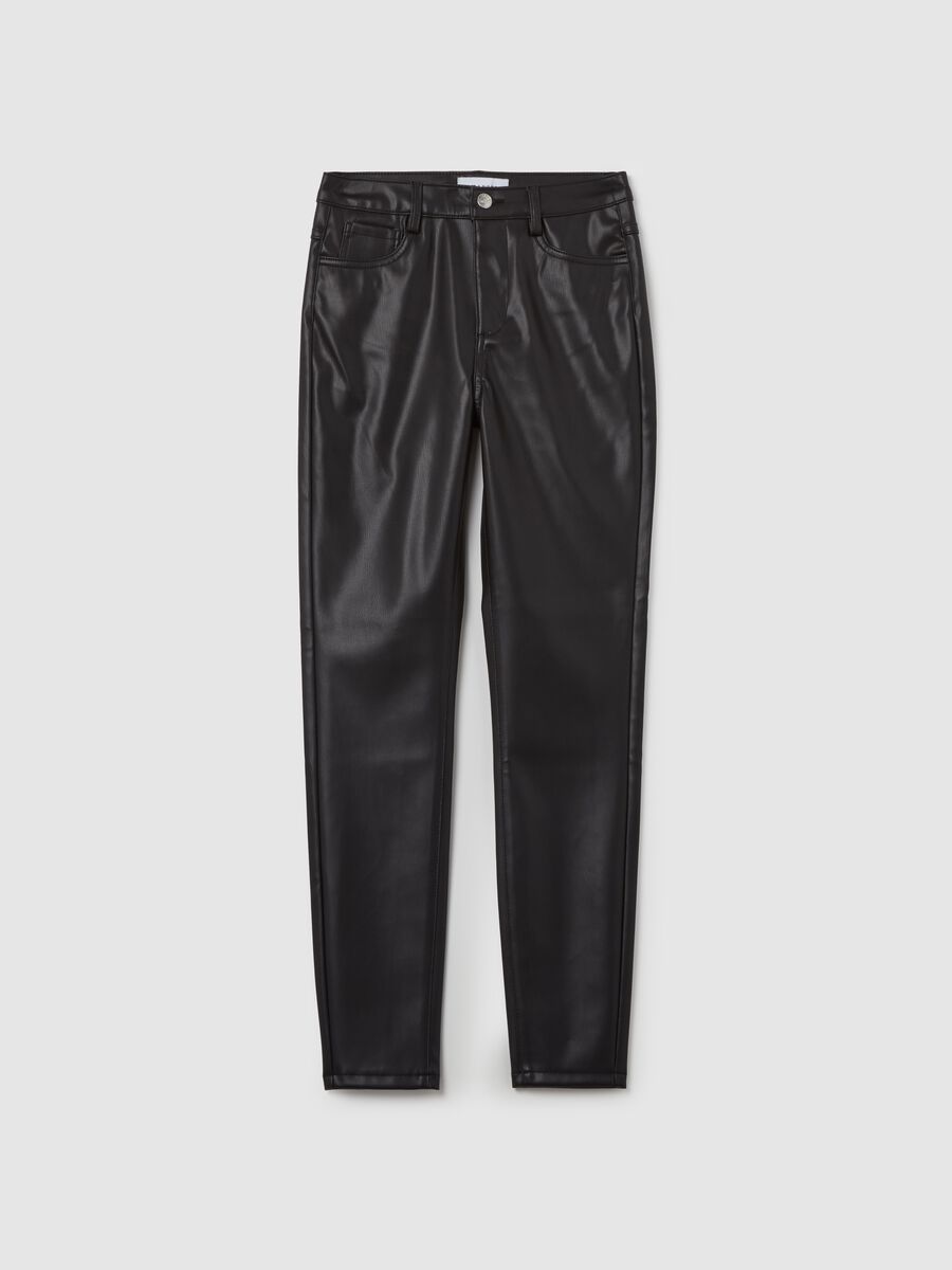 Pantaloni skinny fit effetto lucido_4