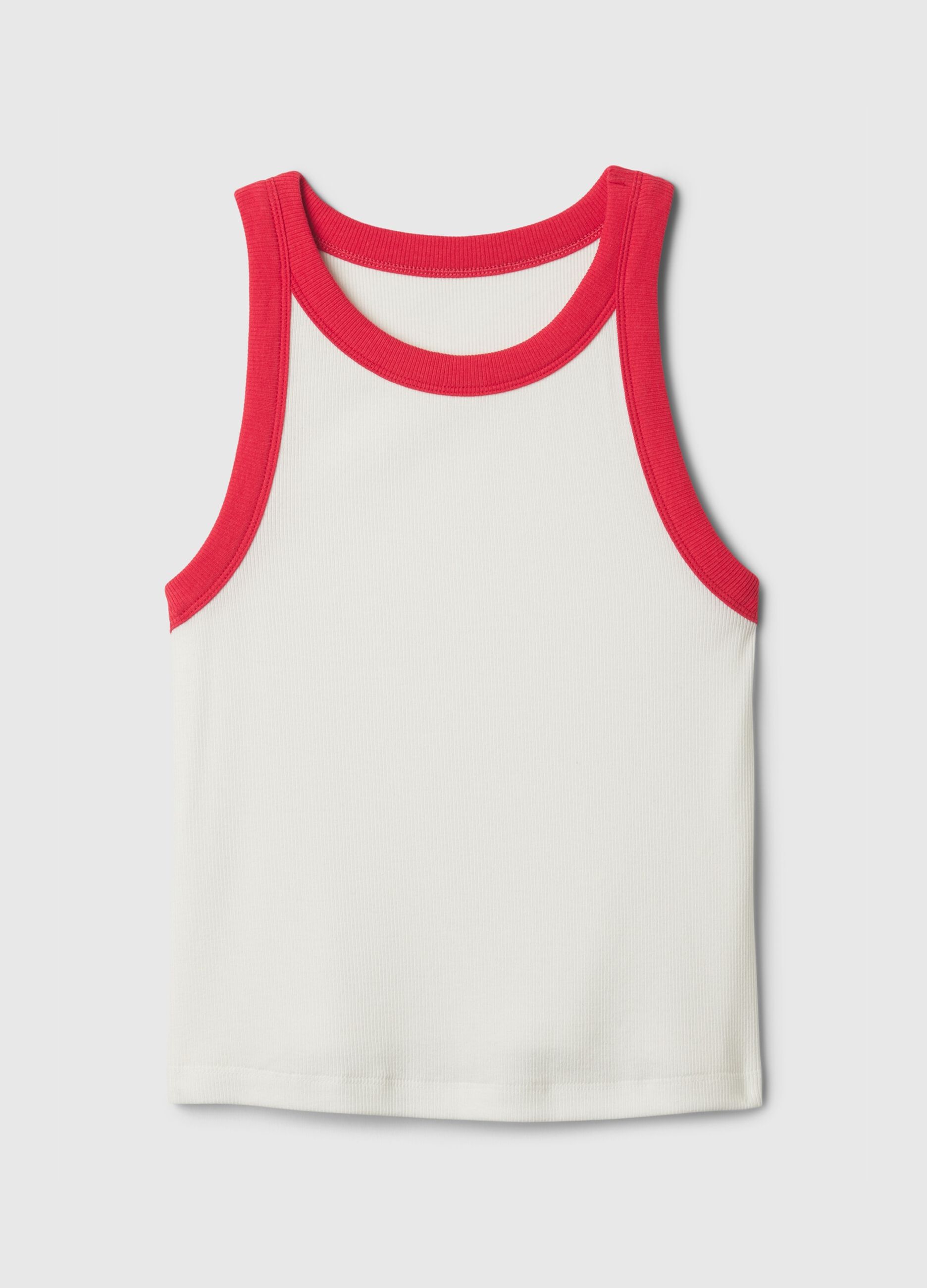 Ribbed crop tank top with halter neck