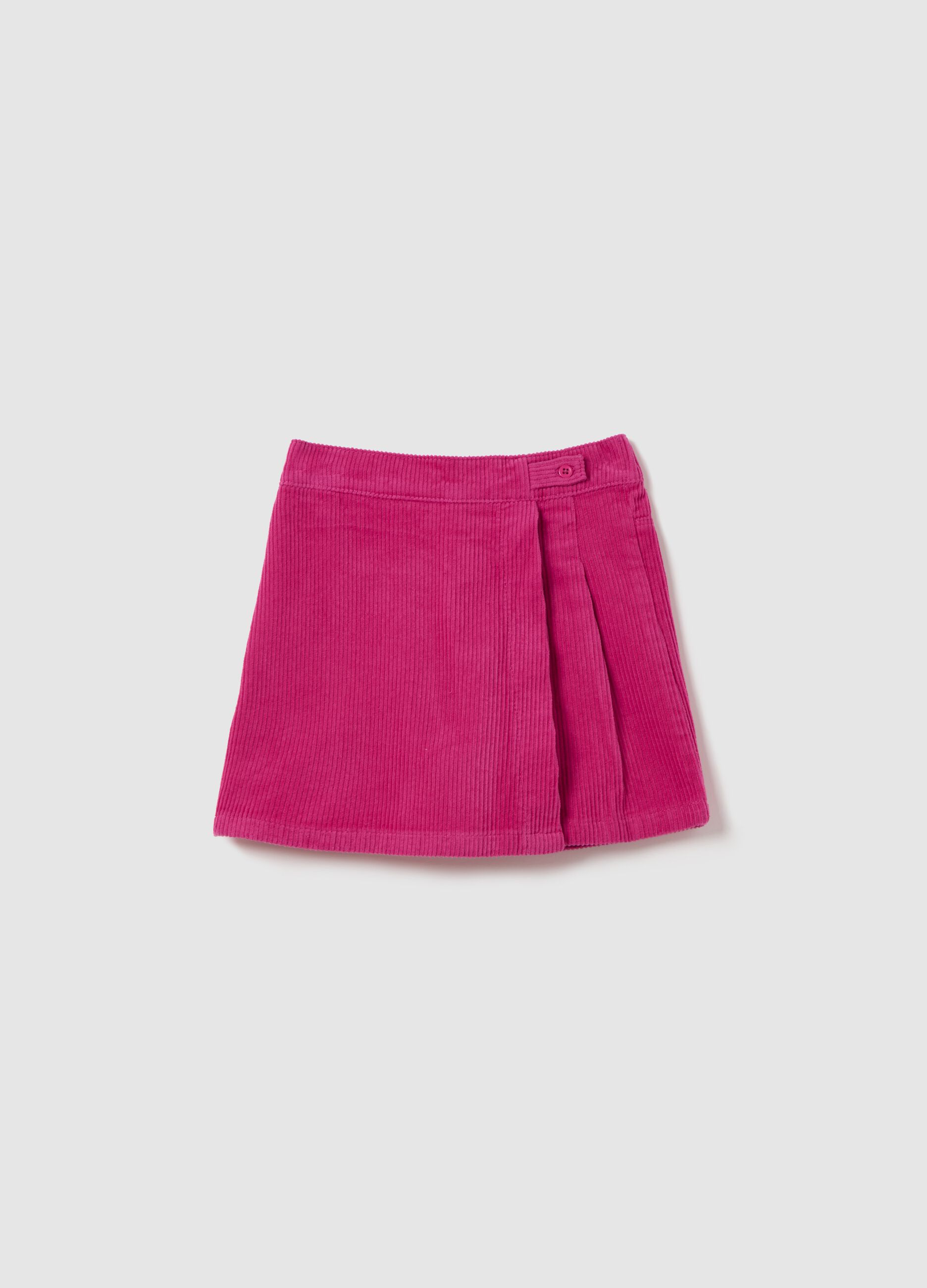 Corduroy skort with pleating