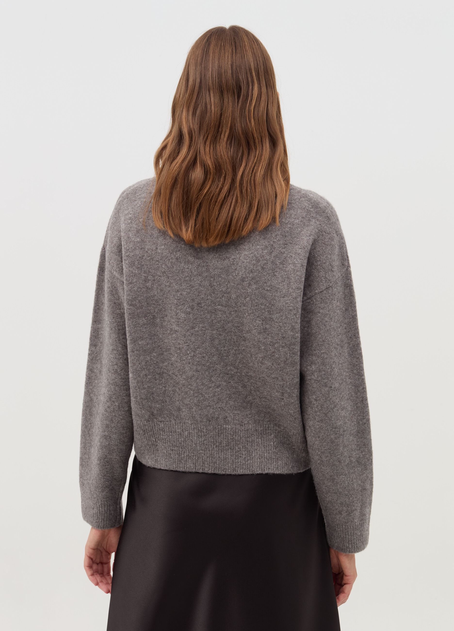 Mélange pullover with mock neck