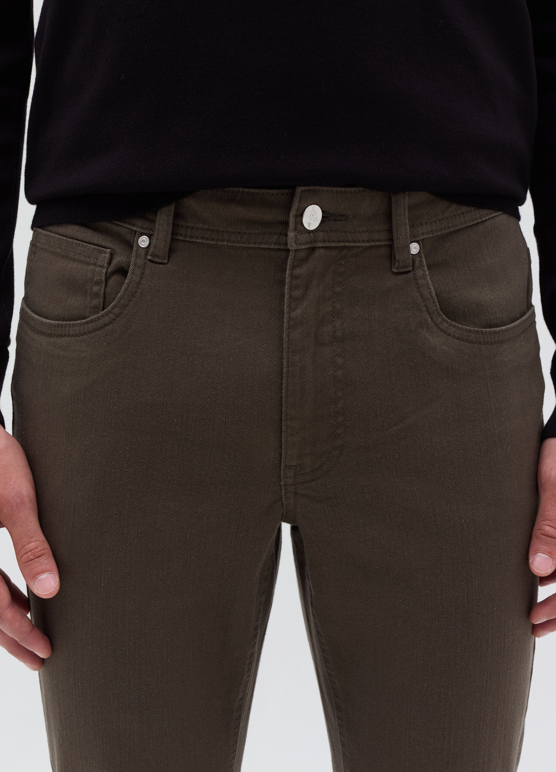 Stretch twill trousers with five pockets