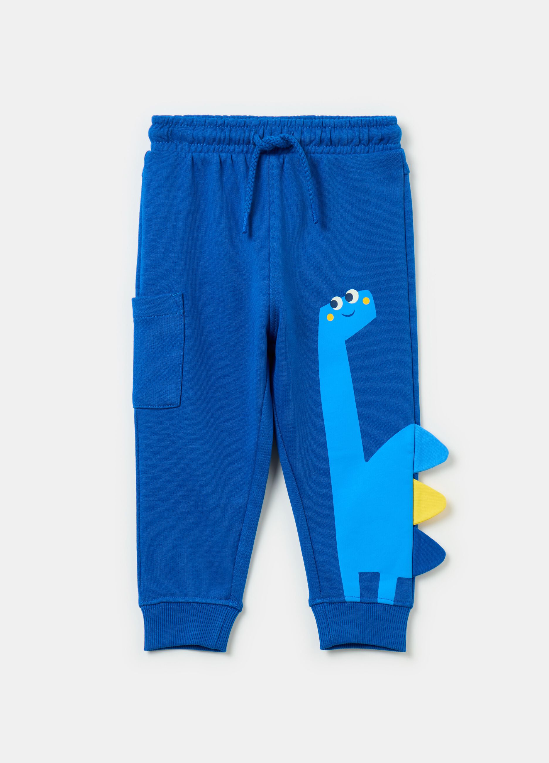 Joggers with dinosaurs print and application