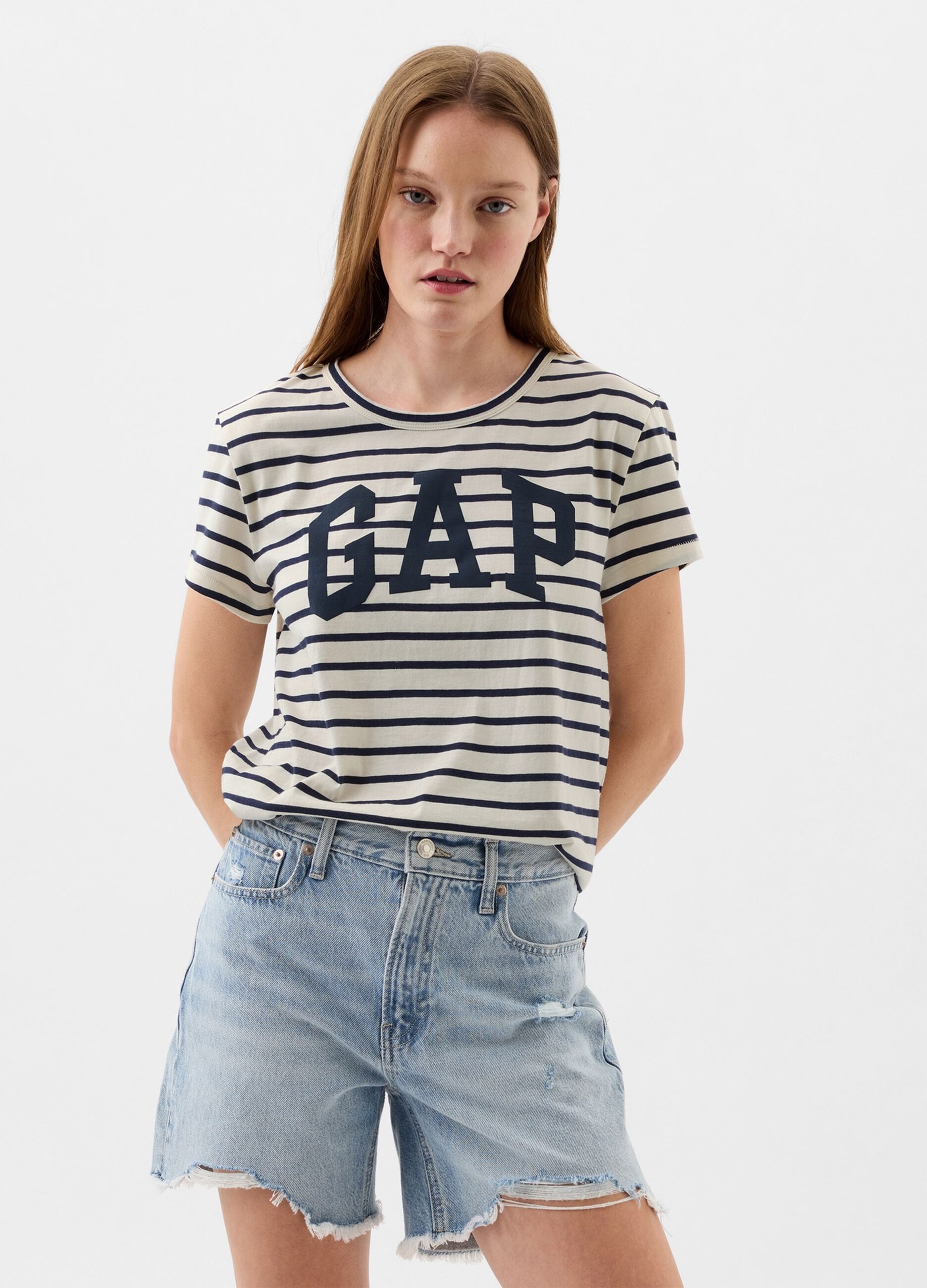 Striped T-shirt with logo print