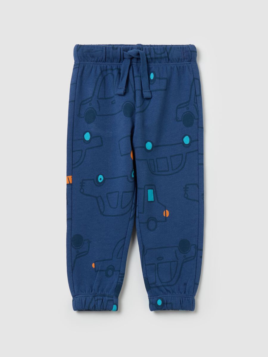 Fleece joggers with drawstring and print_0