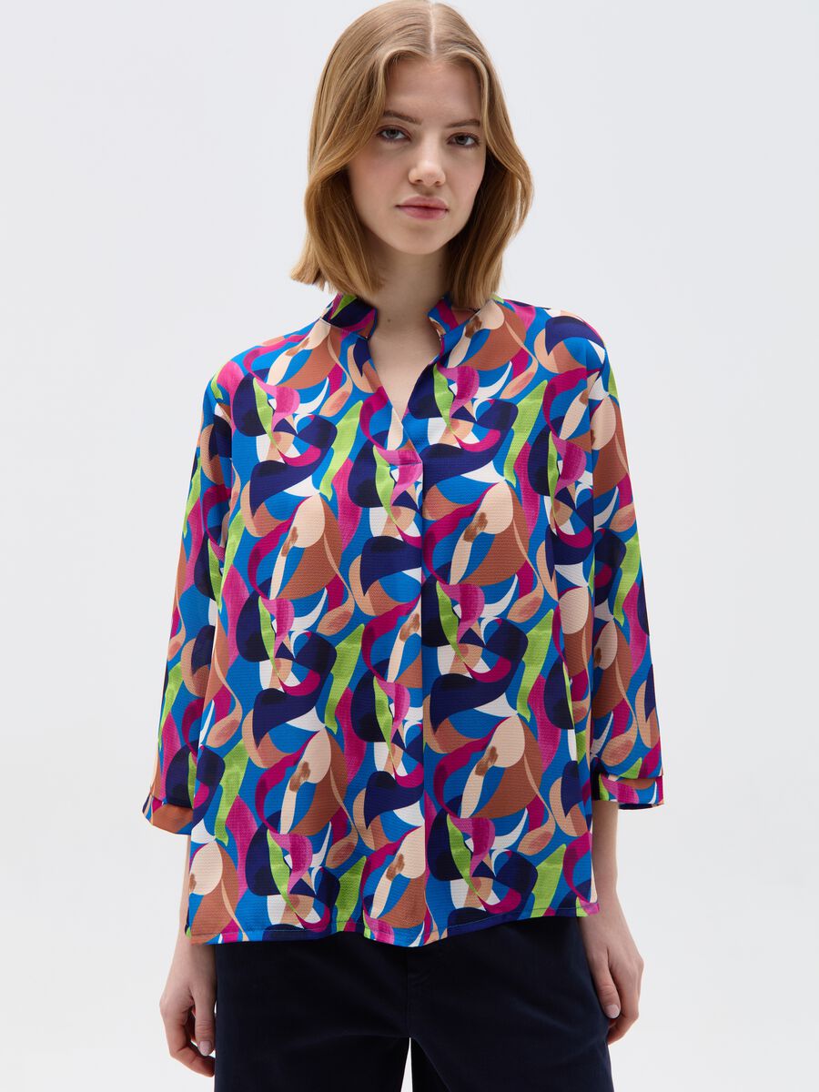 Blouse with multicoloured print_0