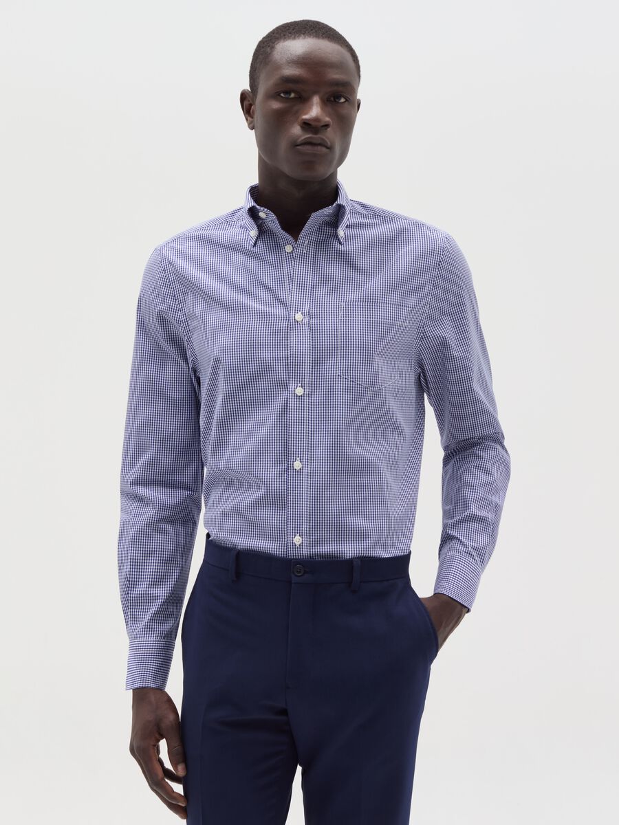 Regular-fit shirt with micro check pattern_0