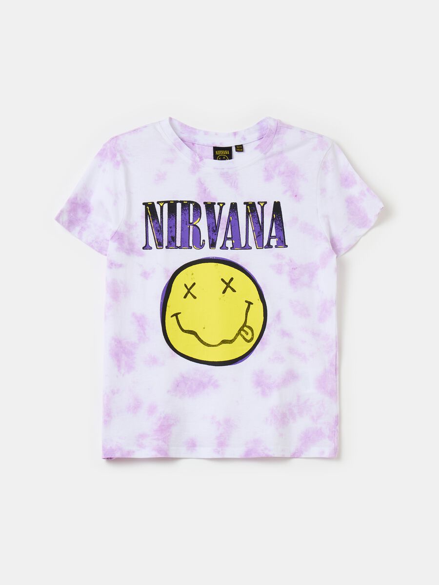 Tie-dye T-shirt with Nirvana print_0