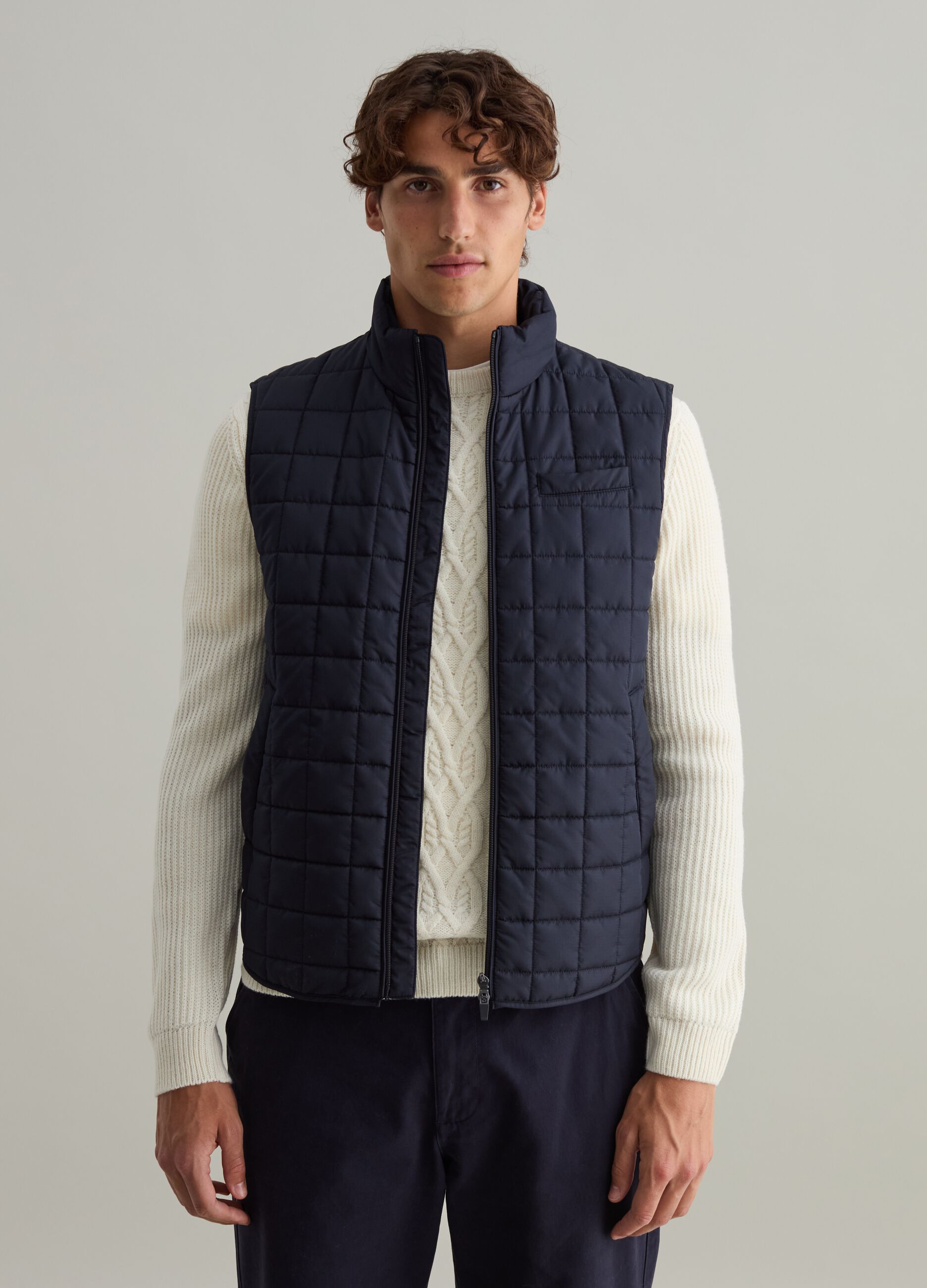 Contemporary gilet with ripstop weave