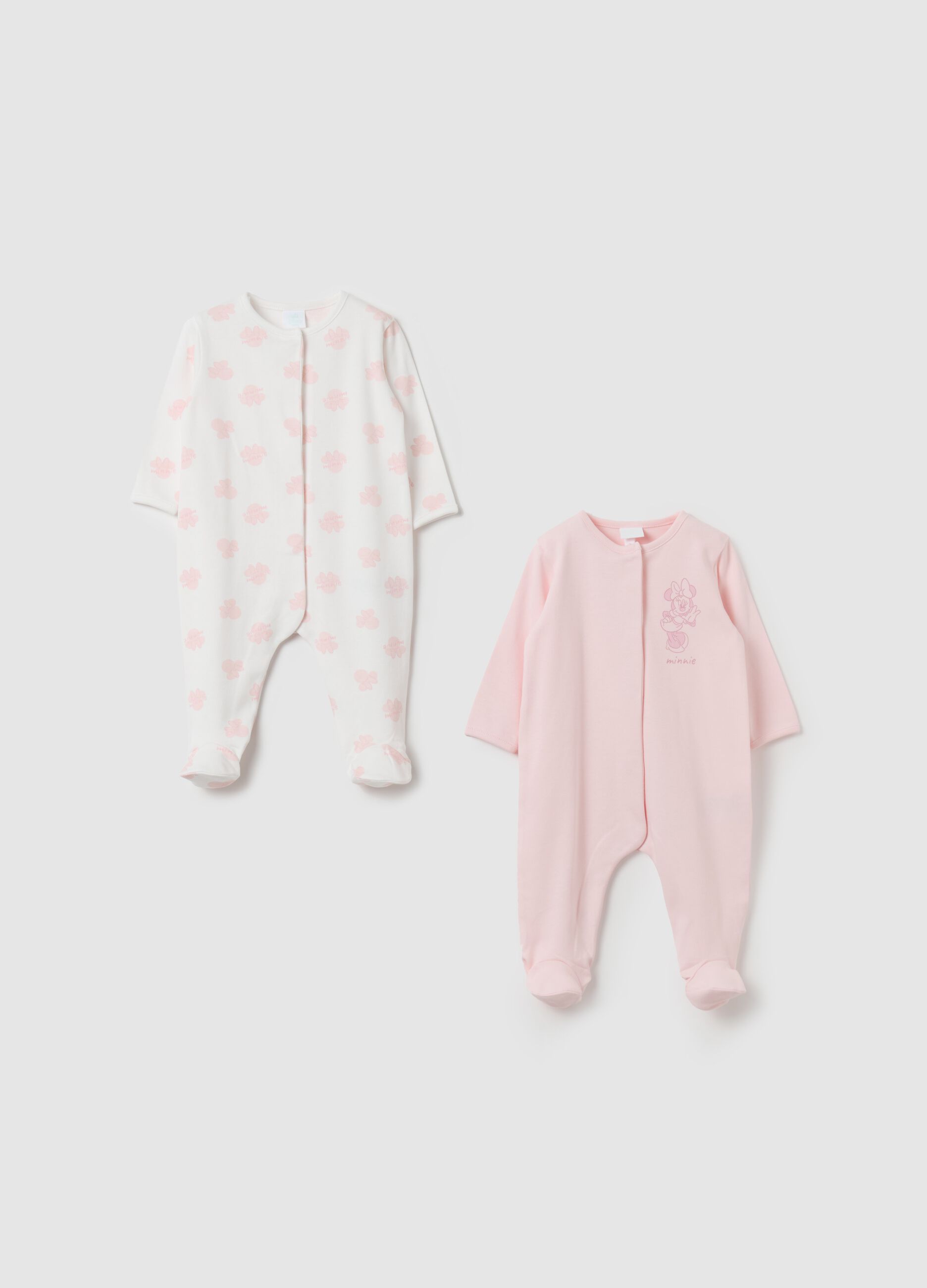 Two-pack onesies in organic cotton with Minnie Mouse print