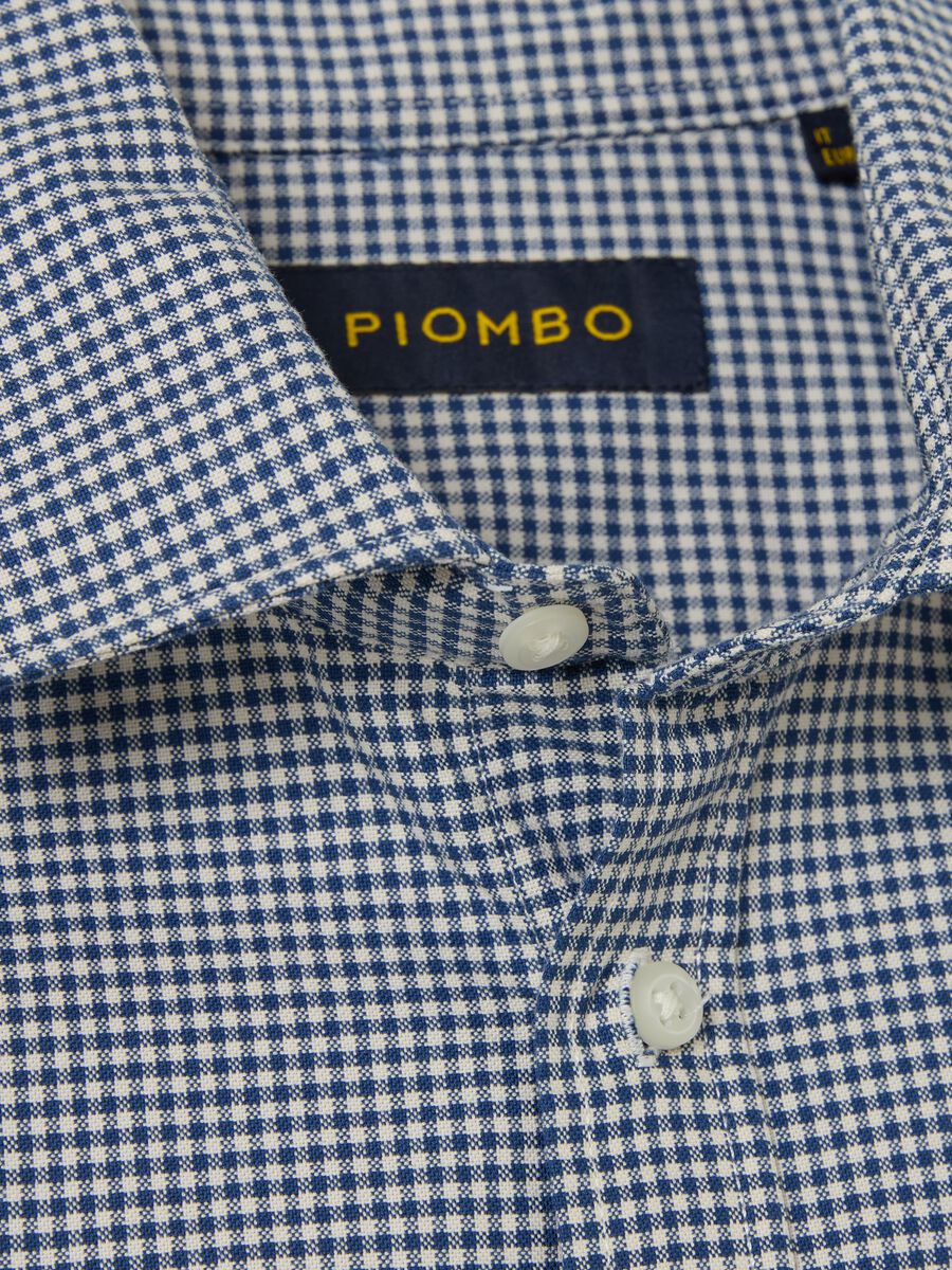 Oxford cotton shirt with micro-check pattern_1