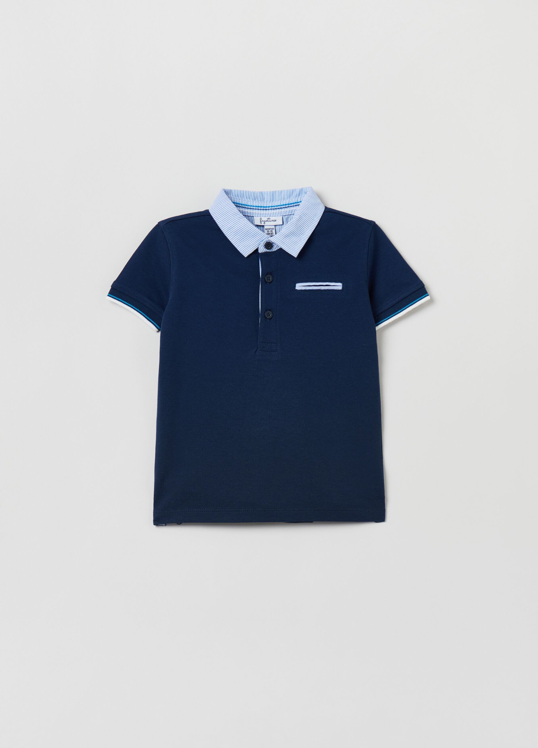 Polo shirt in piquet with yarn-dyed collar