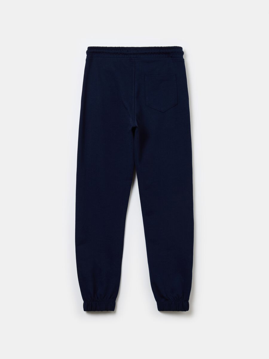 Solid colour fleece joggers with drawstring_1