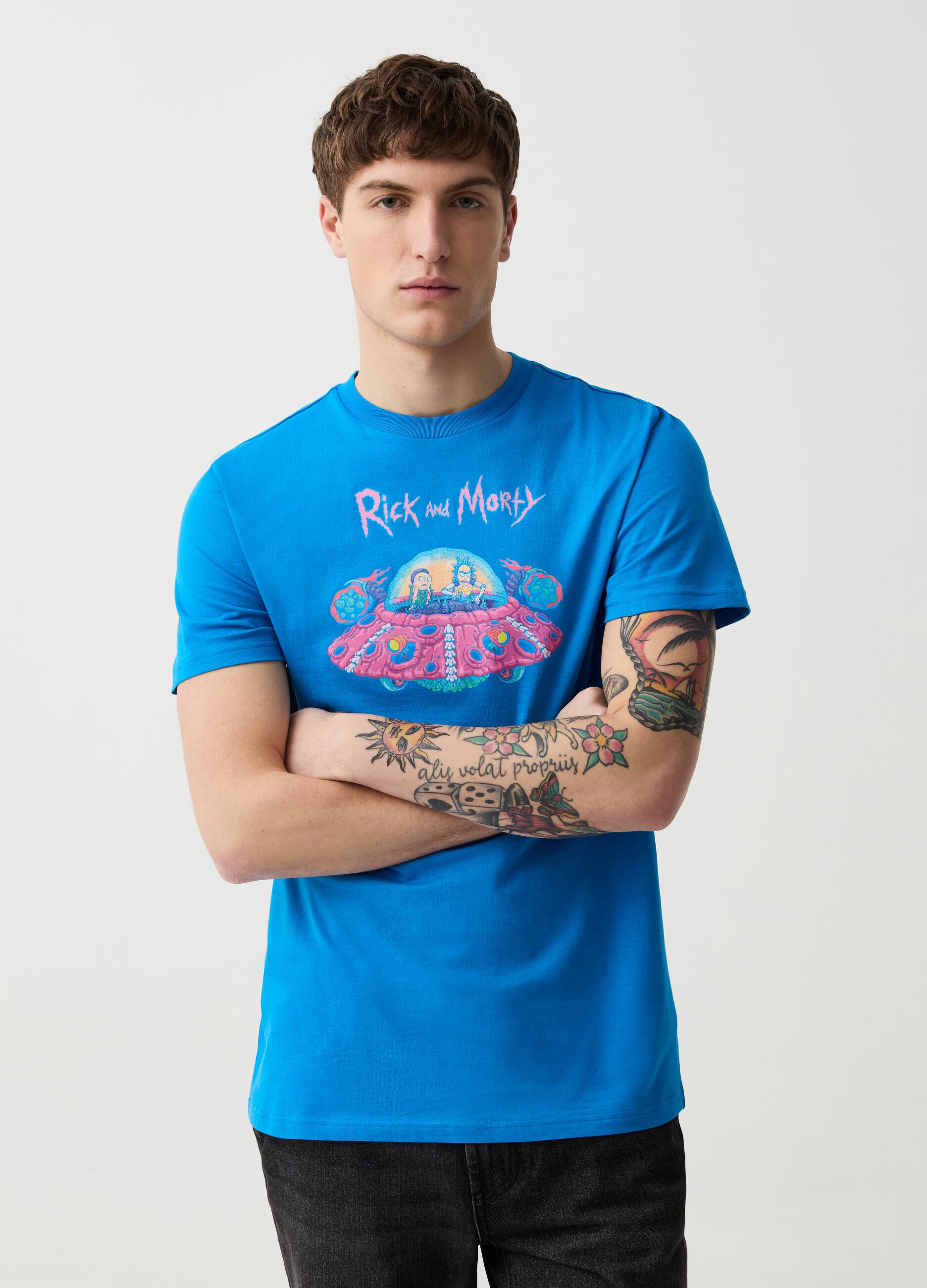 Ovs T-shirt in cotone con stampa Rick and Morty