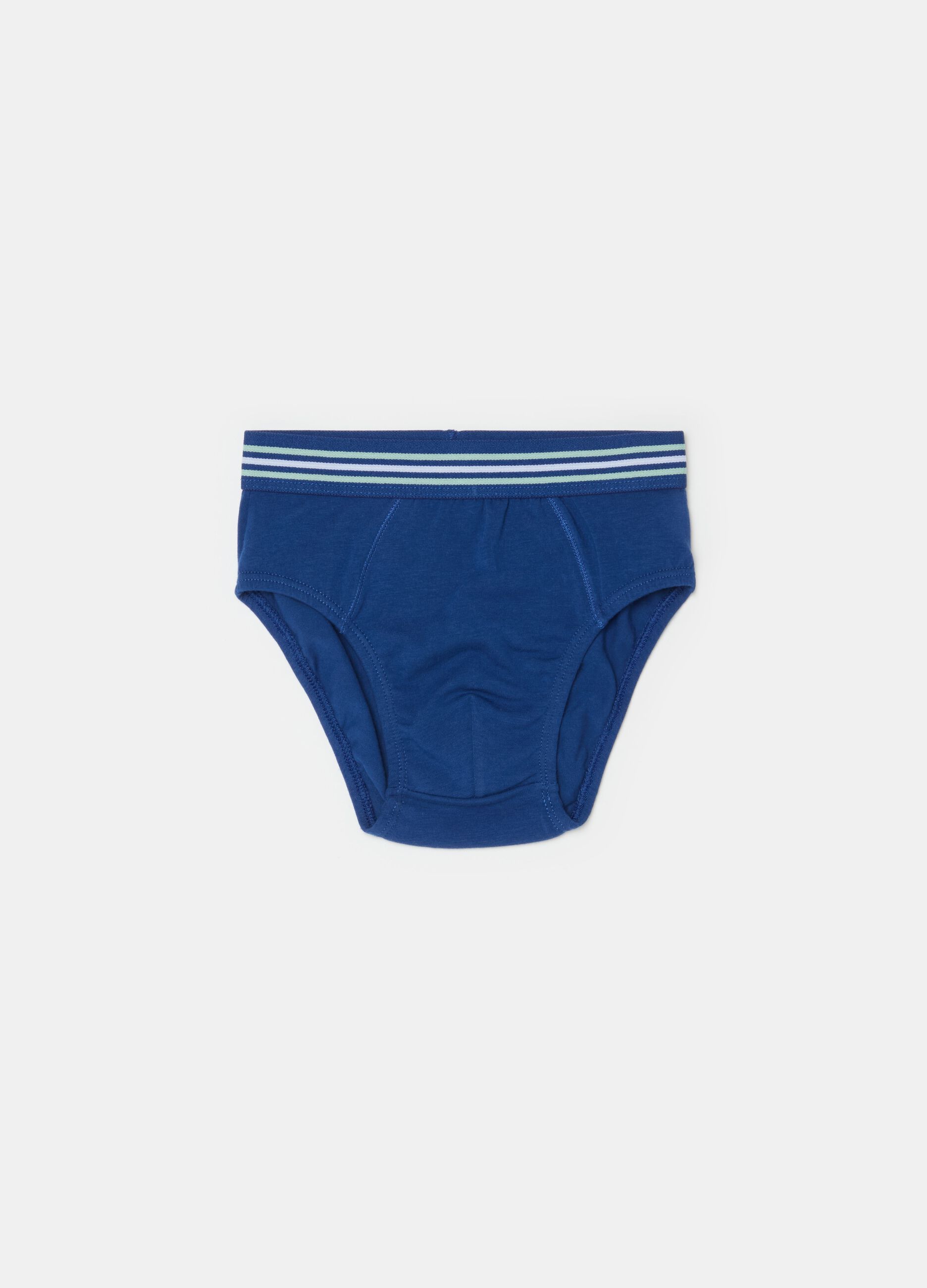 Organic cotton briefs with striped elastic