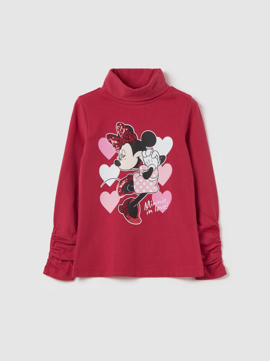 Turtle-neck t-shirt with Minnie print_0