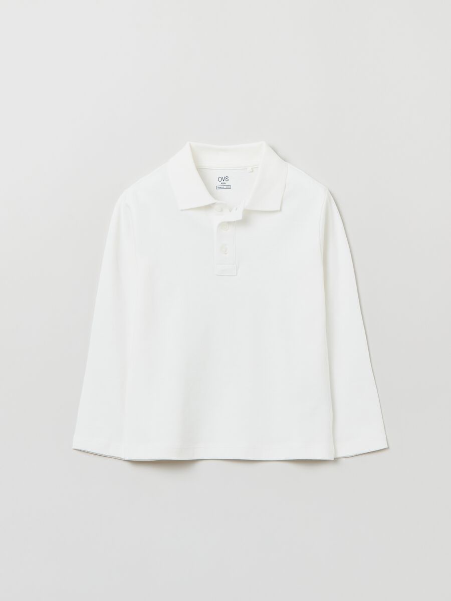 Long-sleeved cotton polo shirt_0