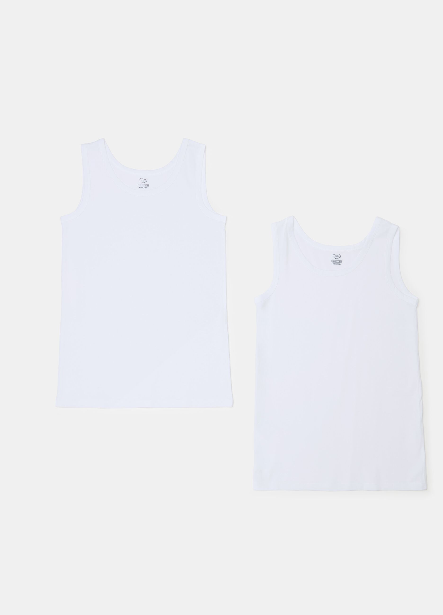 Two-pack jersey racerback vests with round neck