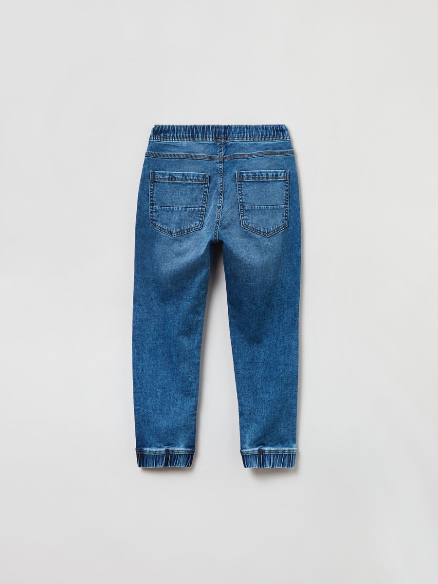 Denim joggers with drawstring and pockets_2