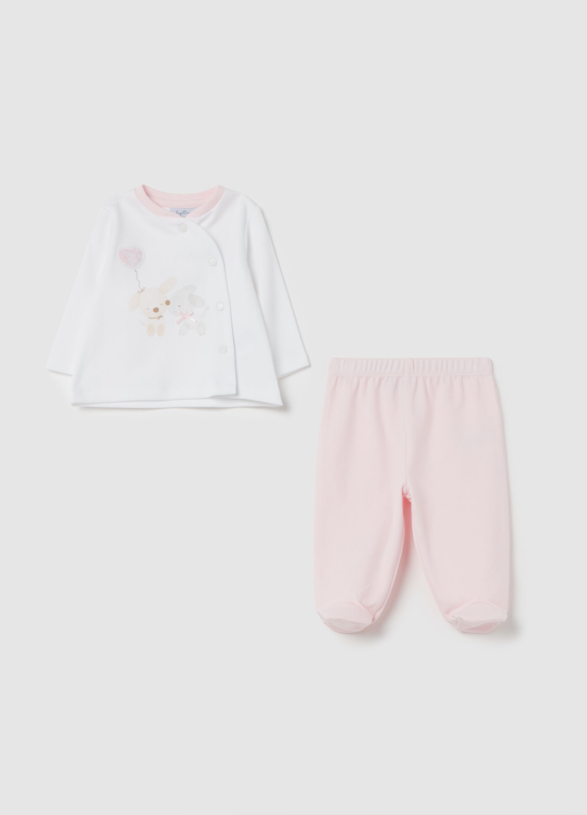 T-shirt and baby leggings set in velour with print