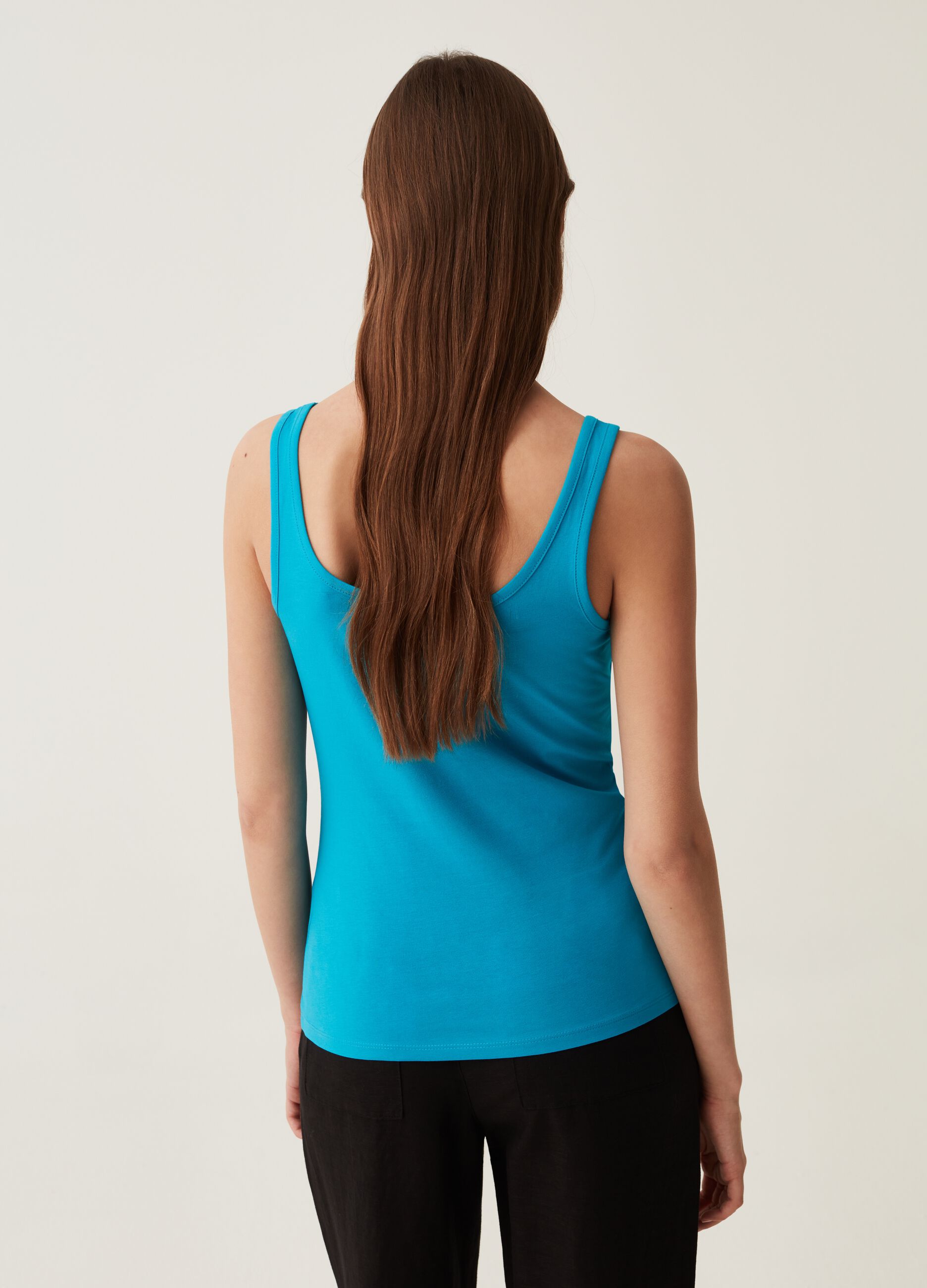 Tank top in stretch cotton.