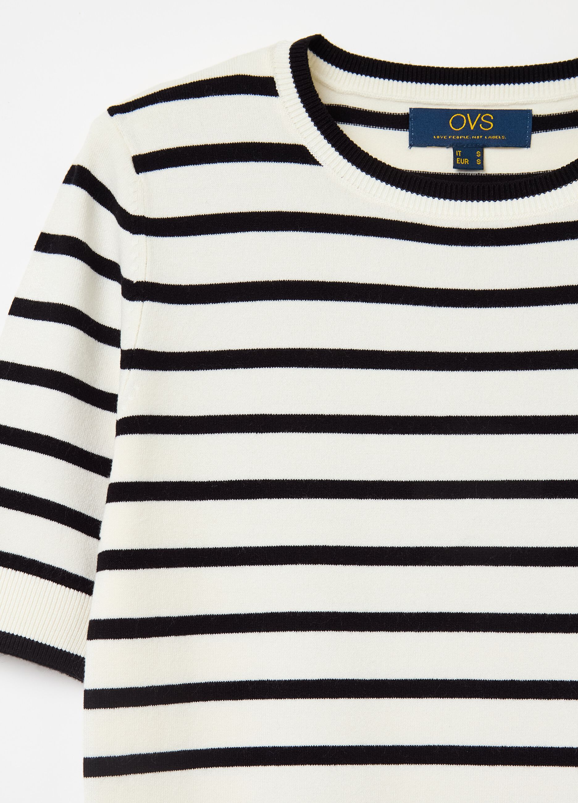 Short-sleeved top with striped pattern