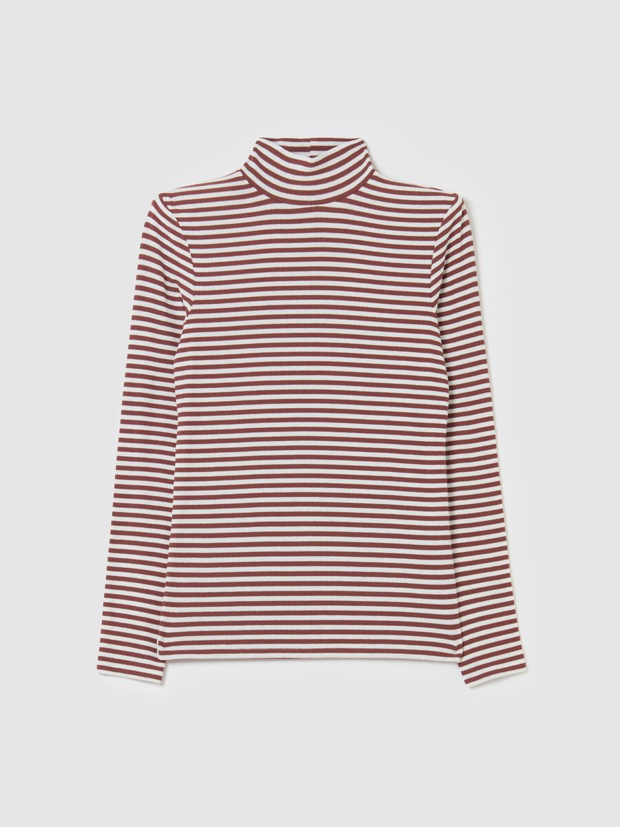 Striped T-shirt with mock neck_4