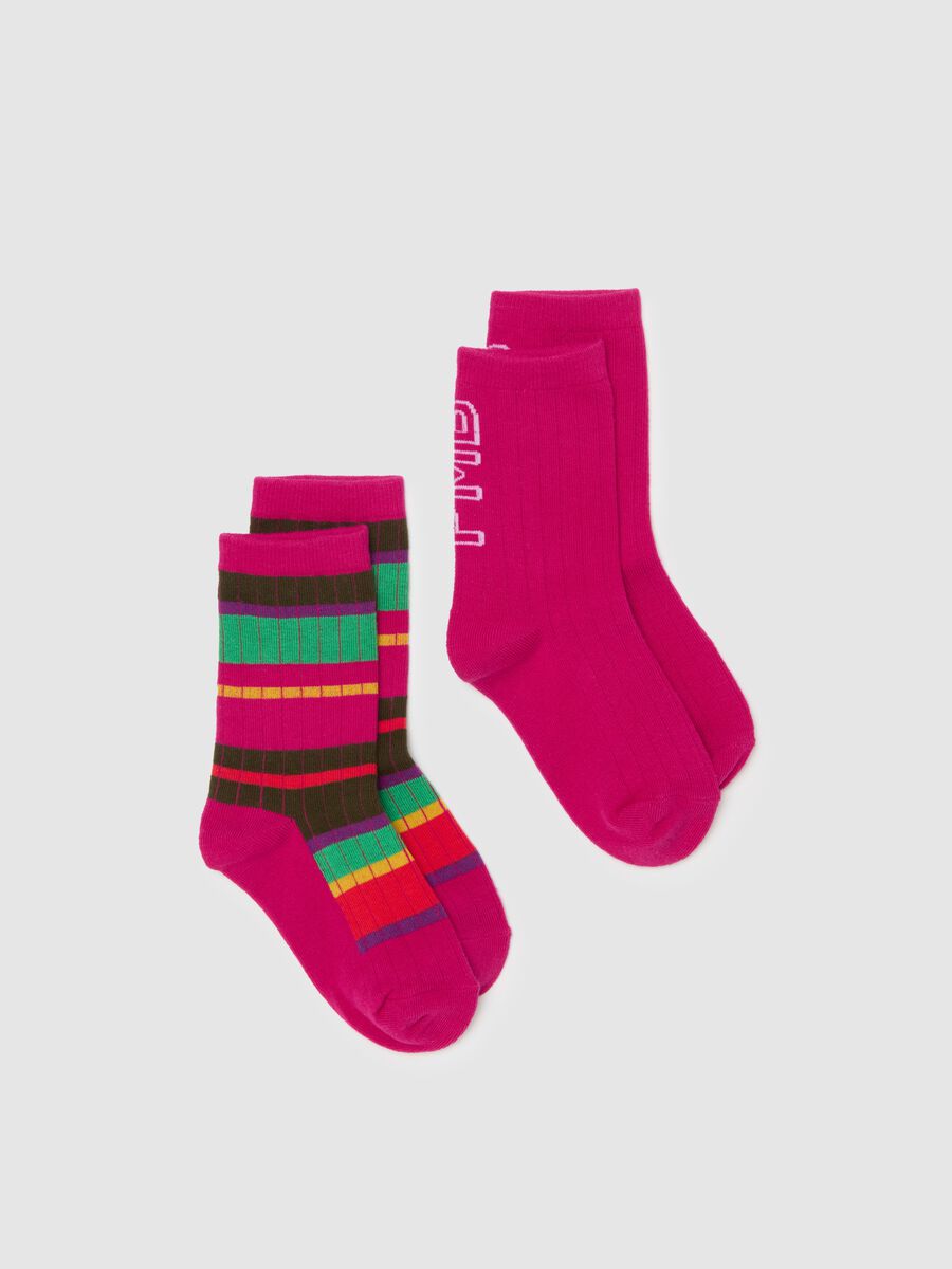 Two-pair pack socks in striped organic cotton_0