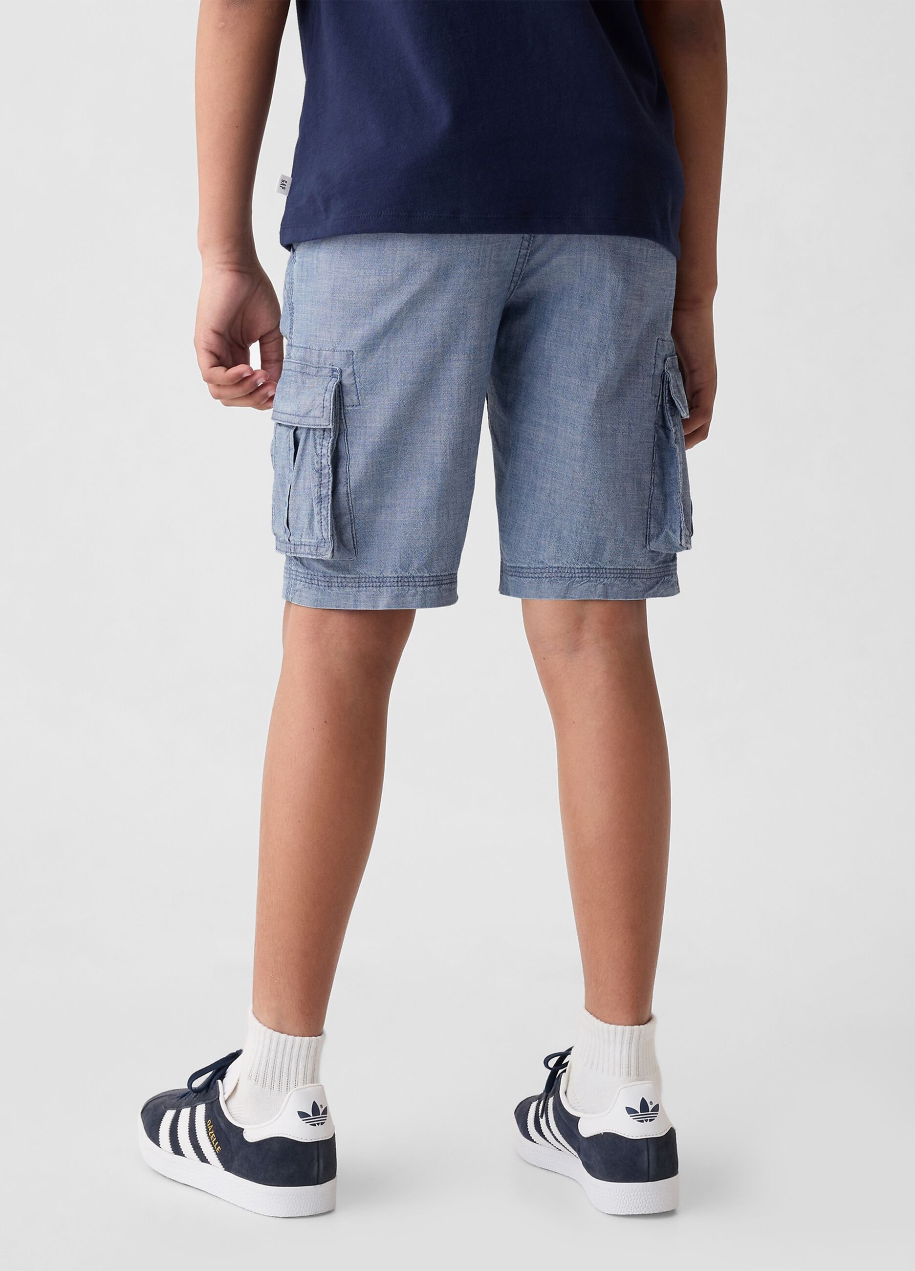 Cargo Bermuda shorts in chambray cotton