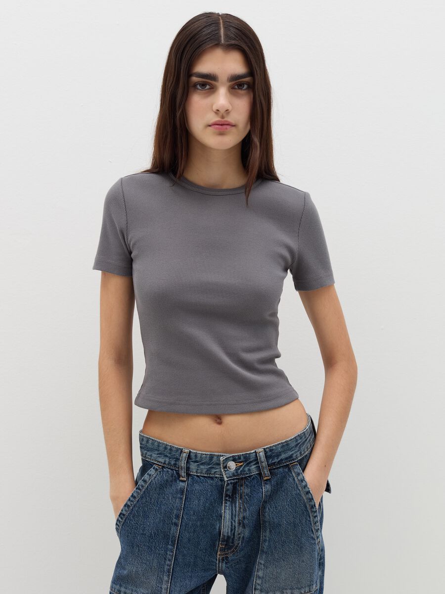 T-shirt in cotone stretch a costine_1