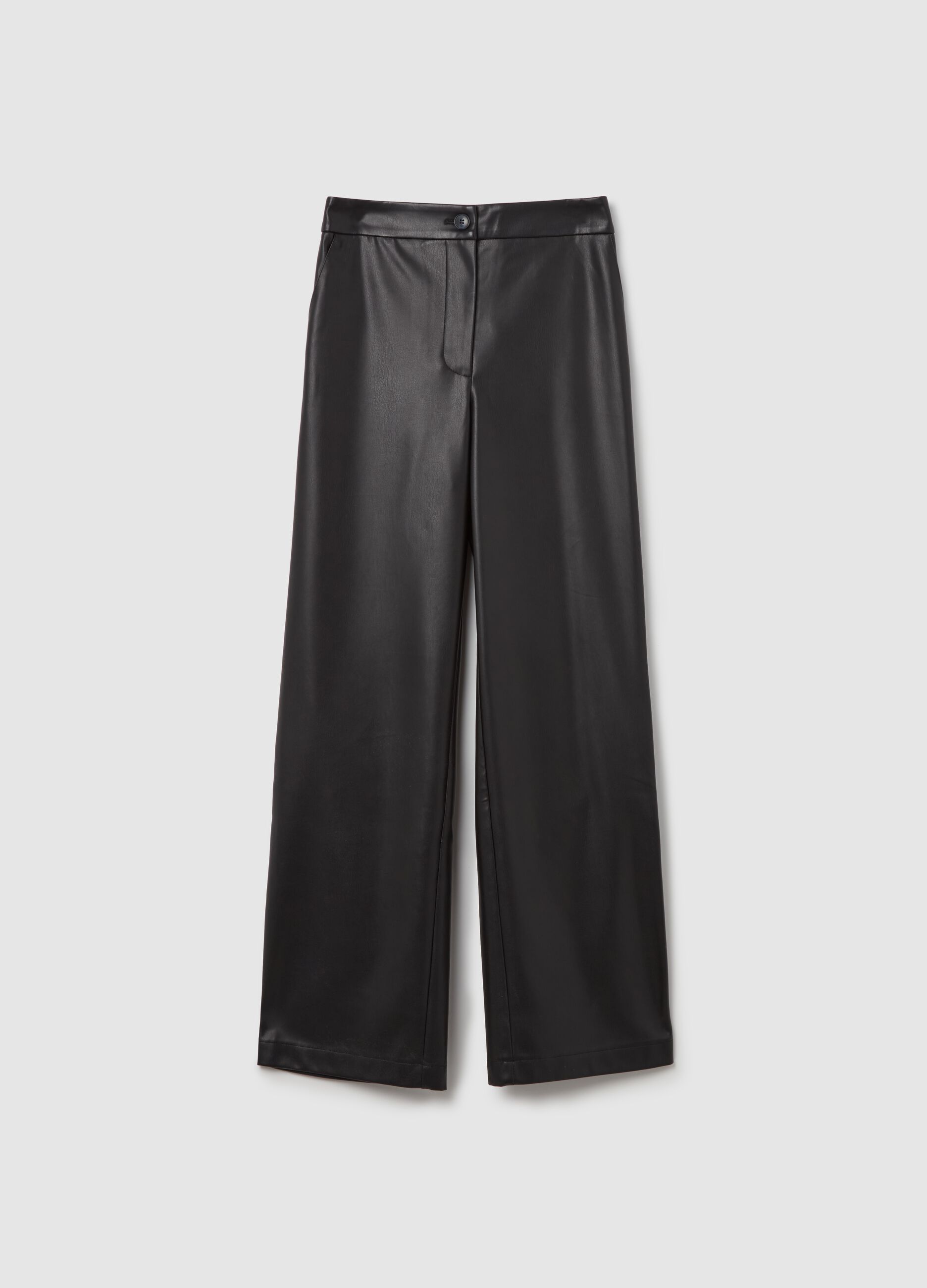 Straight-fit glossy-effect trousers