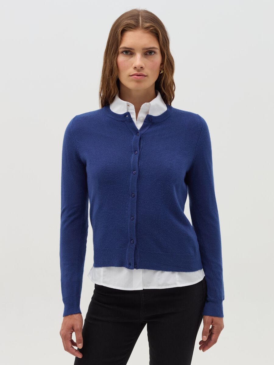 Cardigan with round neckline_0