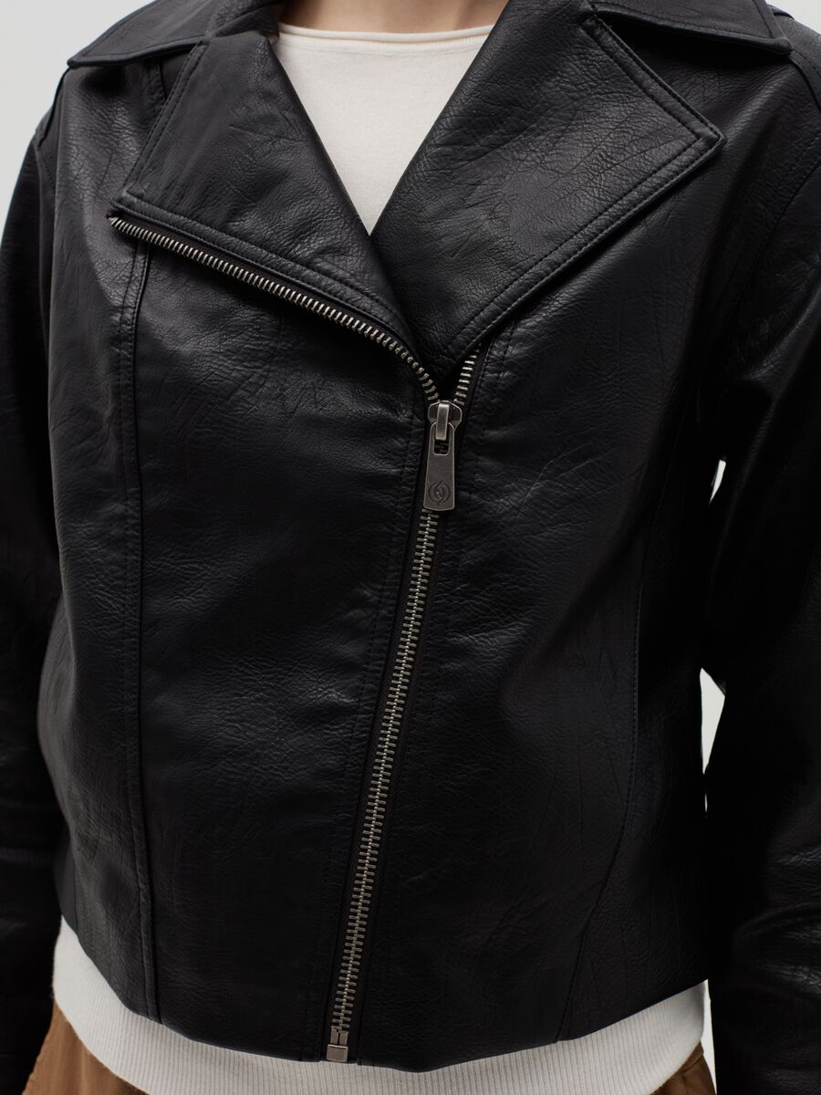 Textured-effect biker jacket_3