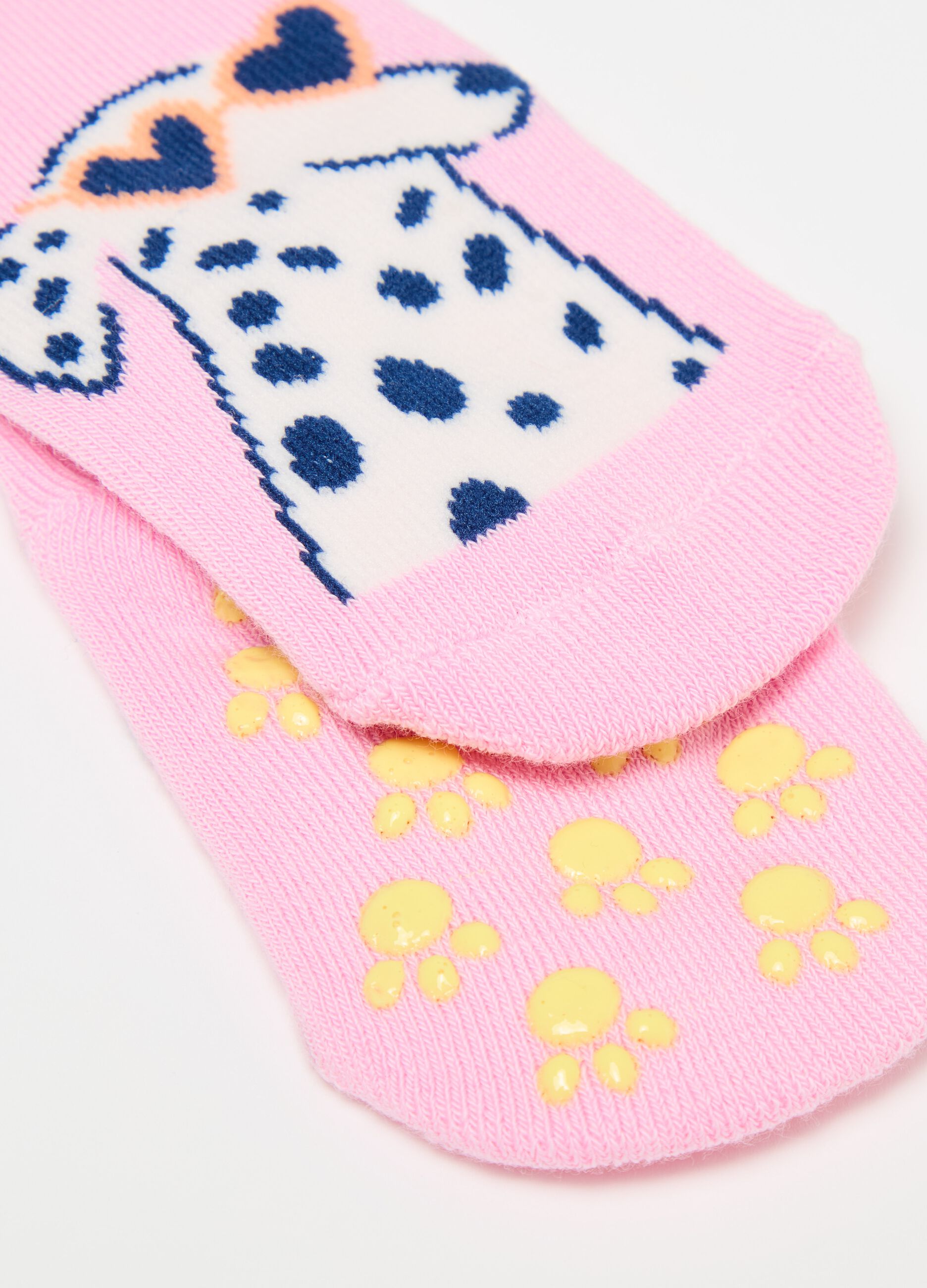 Two-pair pack slipper socks with puppies design