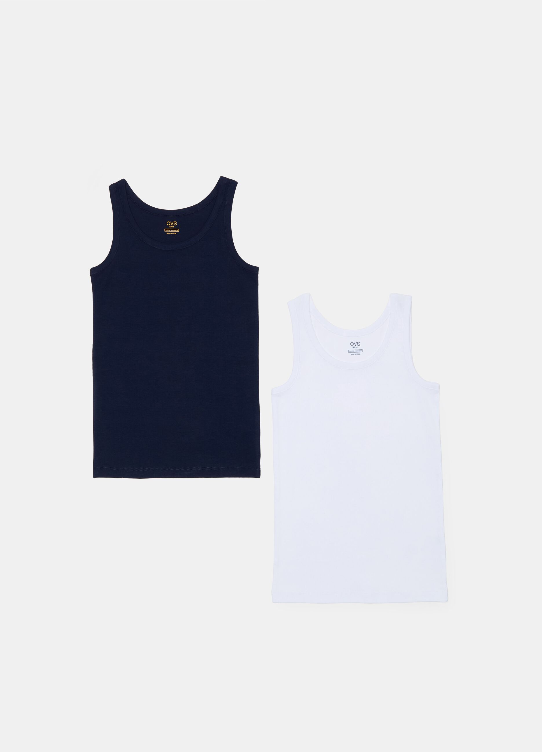 Two-pack racerback vests with ribbed edging