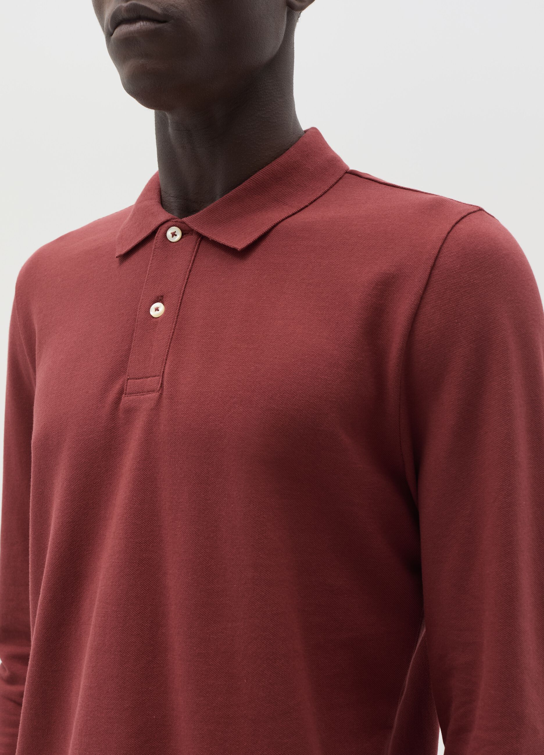 Cotton polo shirt with long sleeves