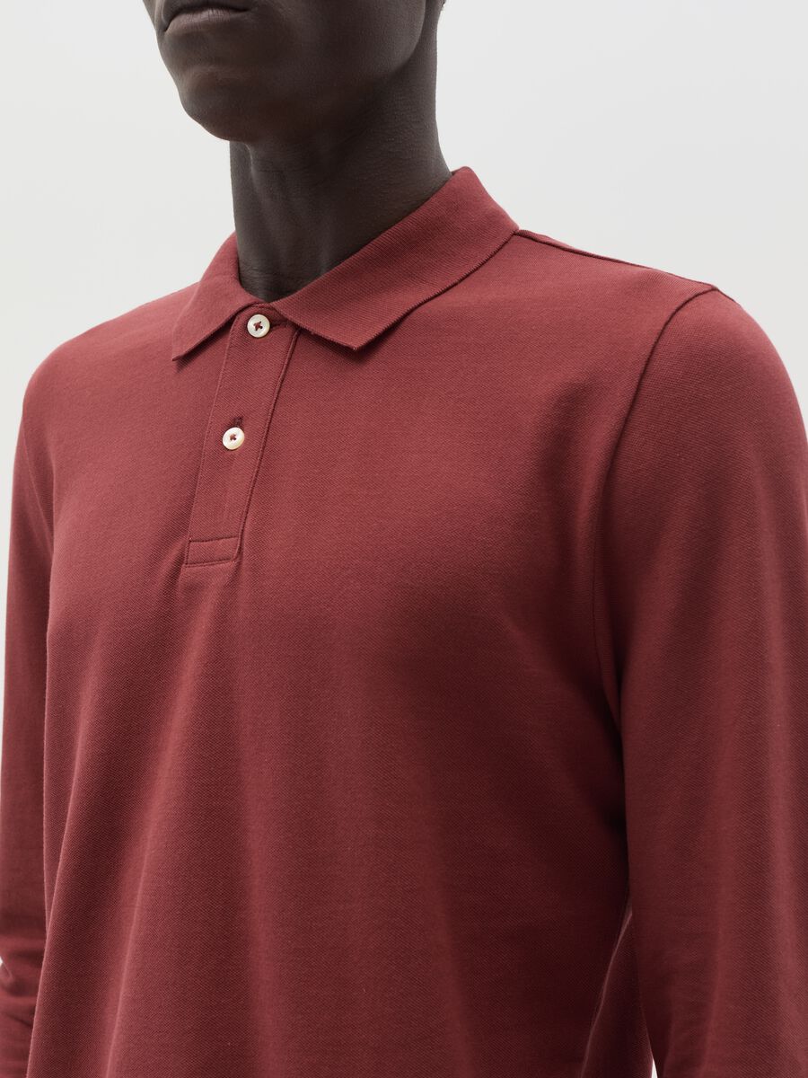 Cotton polo shirt with long sleeves_3