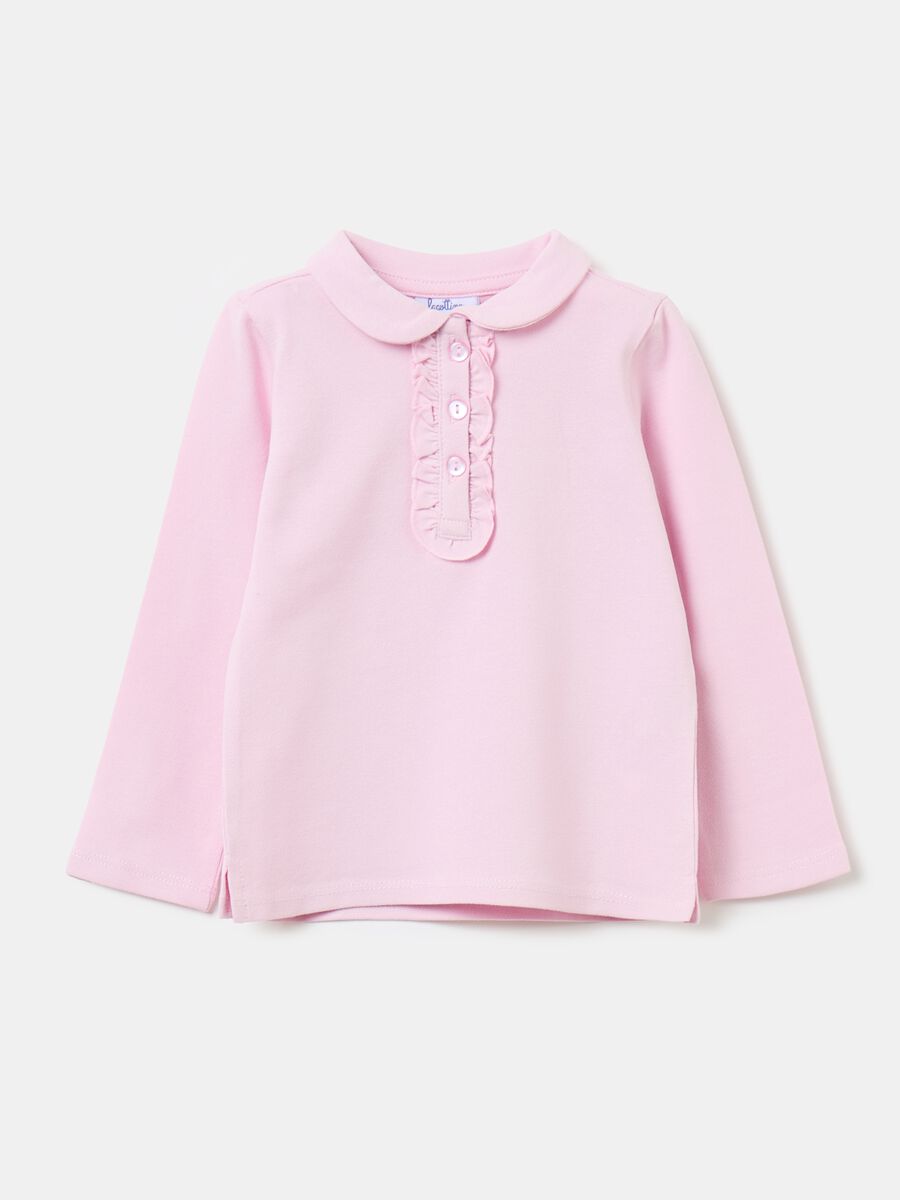 Piquet polo shirt with frills_0