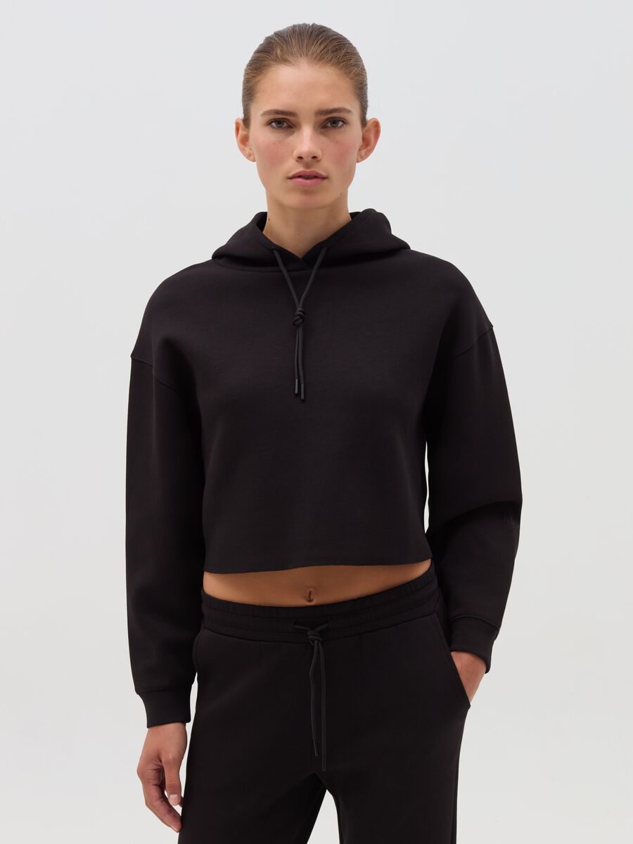 AI•KI crop sweatshirt with hood_1