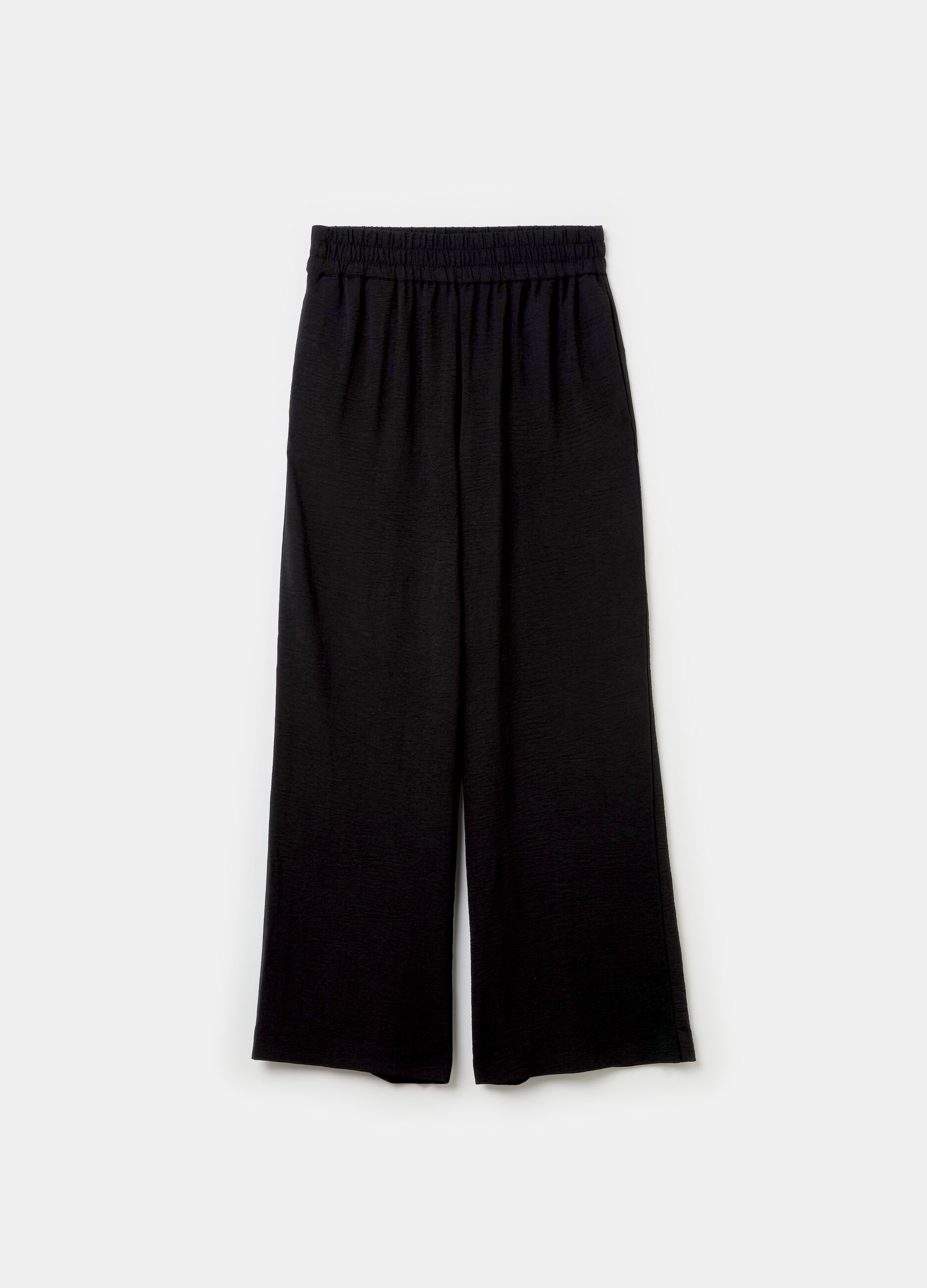 Crinkle-effect fluid trousers