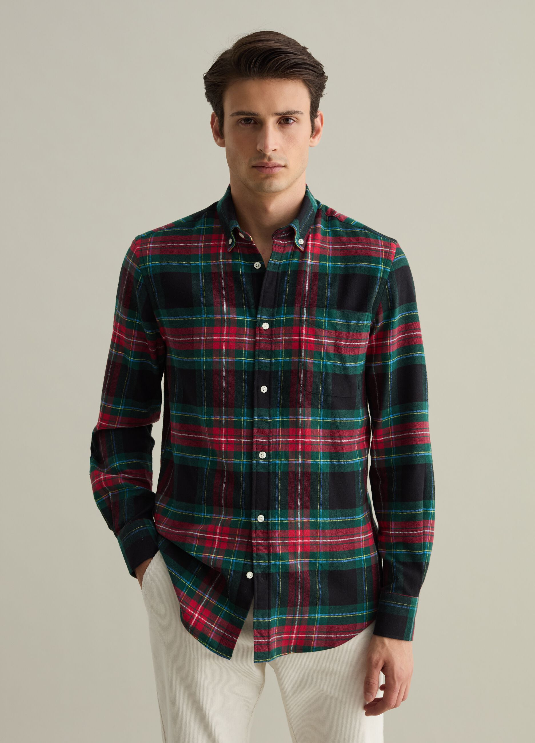 Chequered flannel button-down shirt