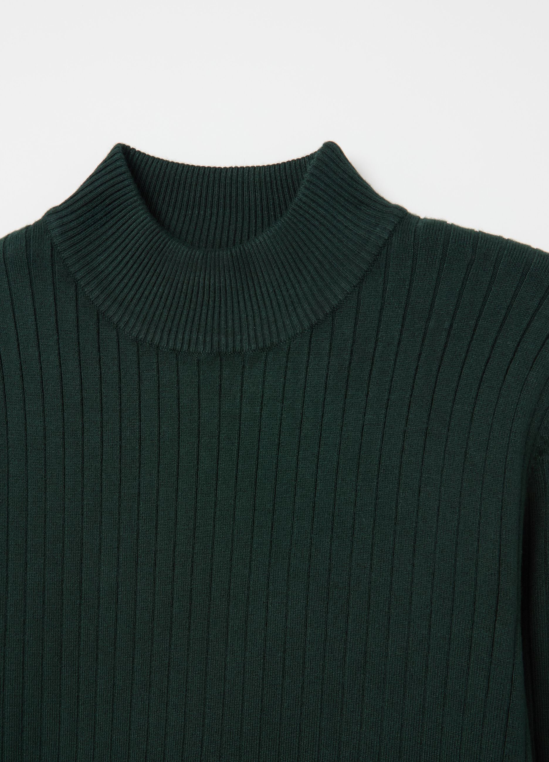 Flat ribbed top with mock neck