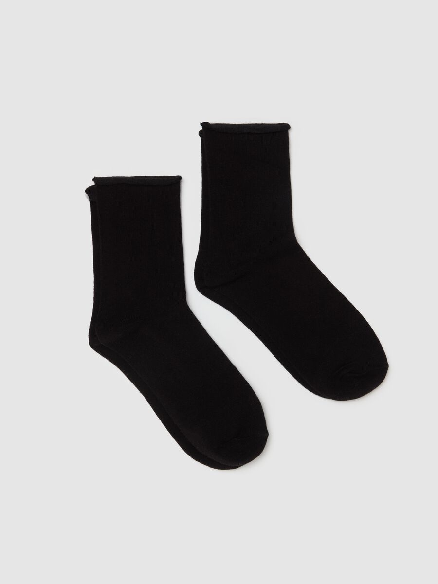 Two-pair pack short socks with rolled edging_0