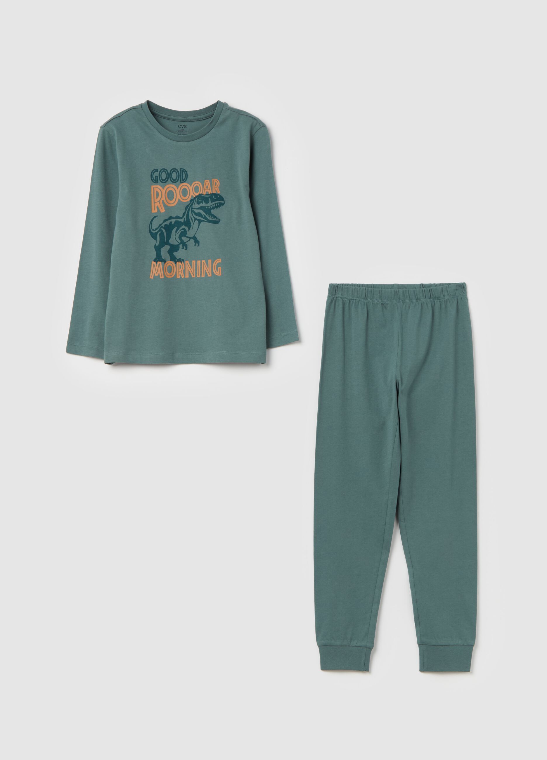 Organic cotton pyjamas with dinosaur print