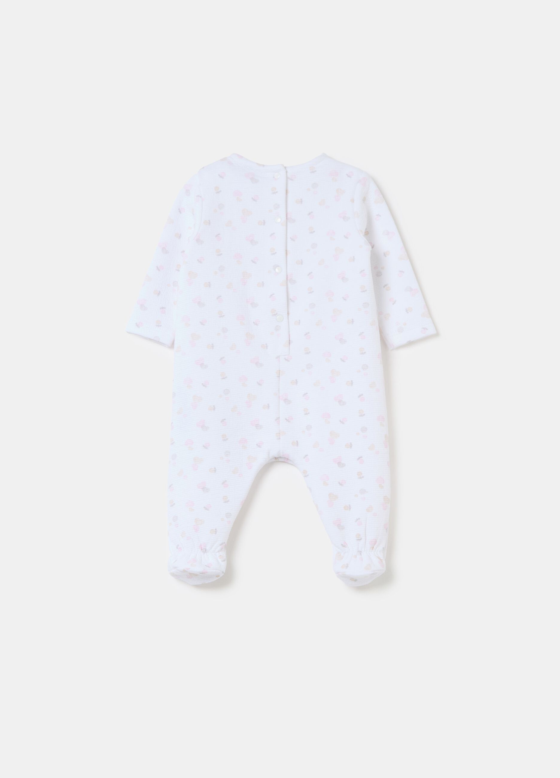 Onesie with feet and fruit print